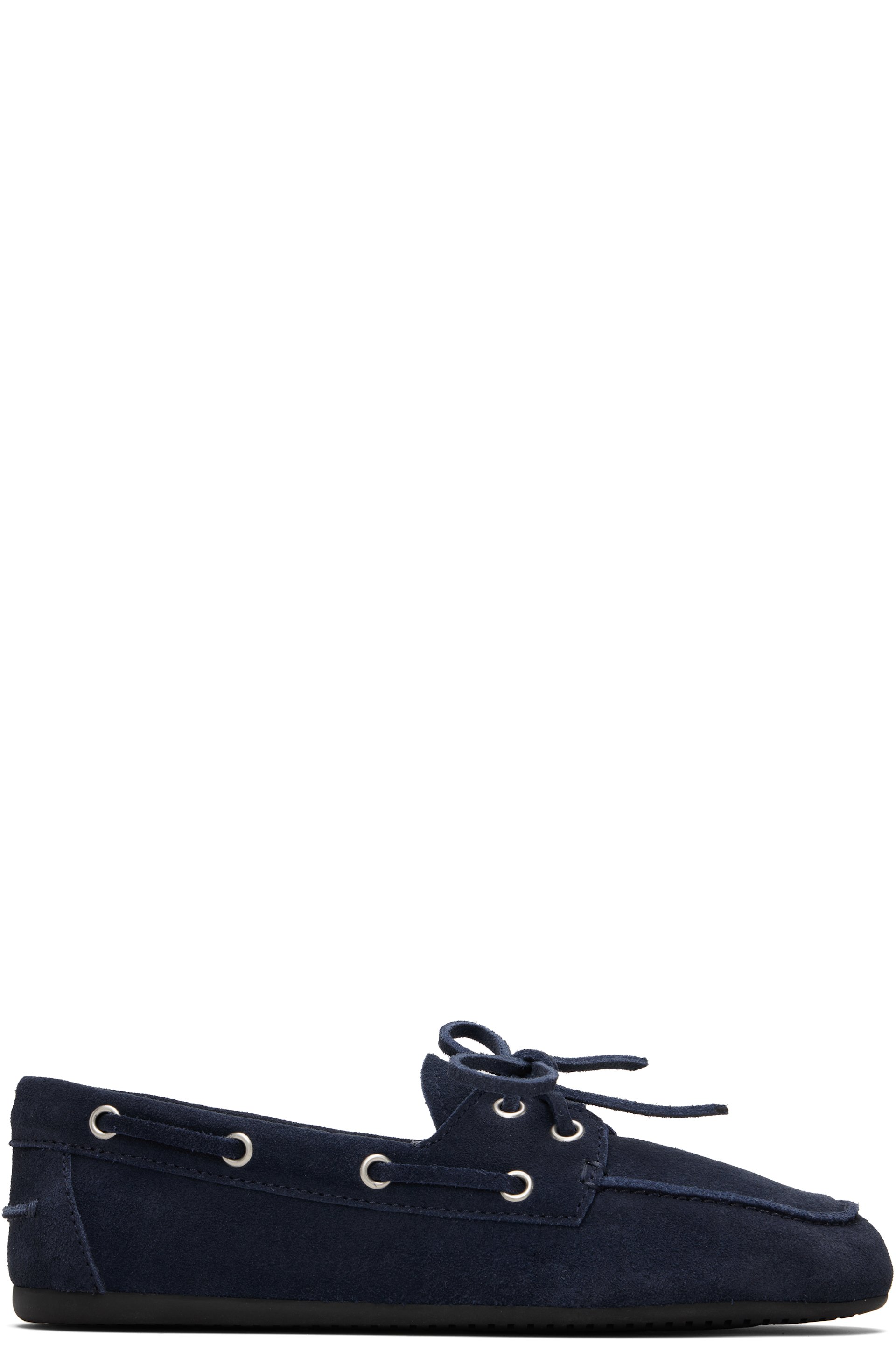 Miu Miu - Chaussures bateau beiges en suède sans doublure