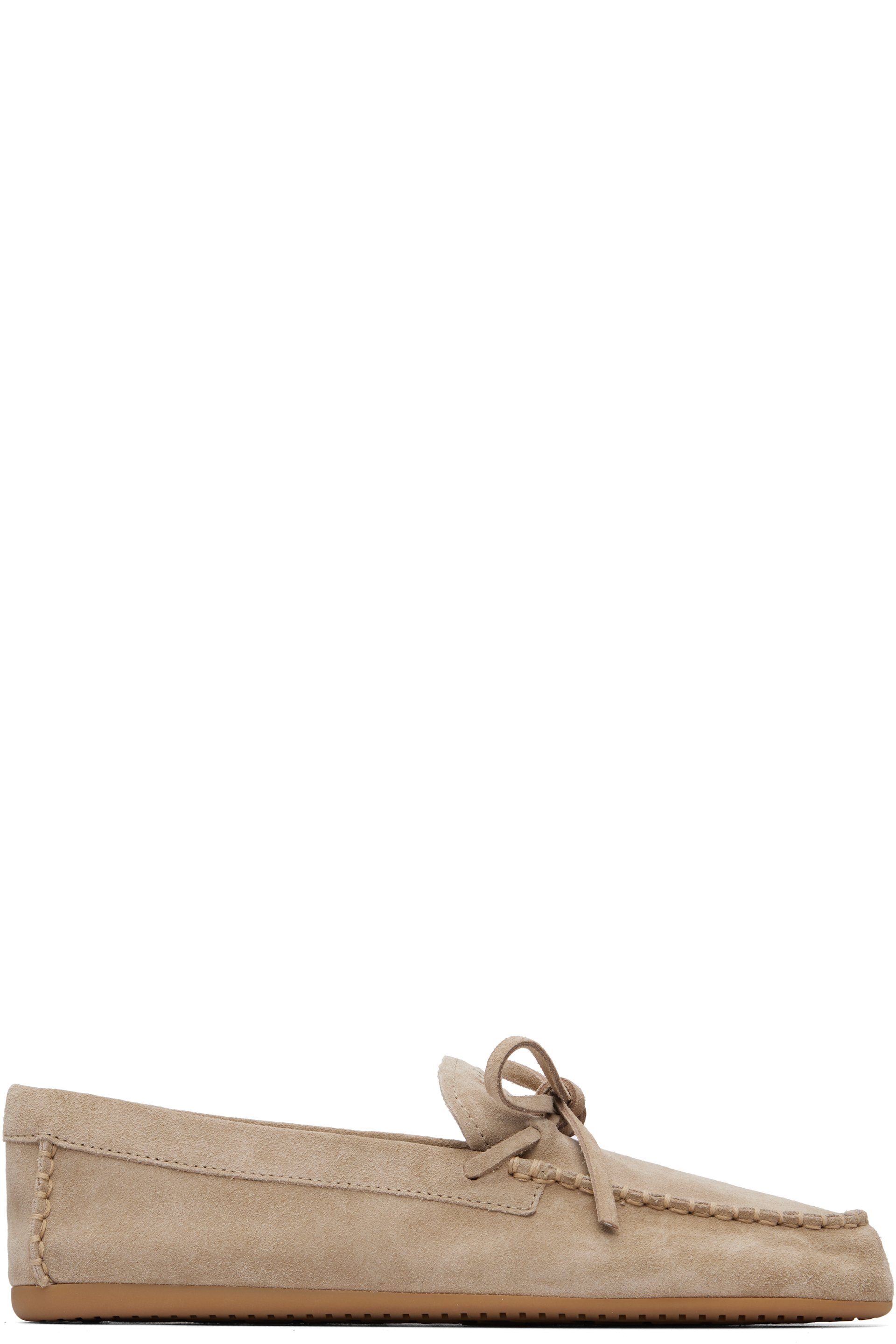 Miu Miu - Chaussures bateau beiges en suède