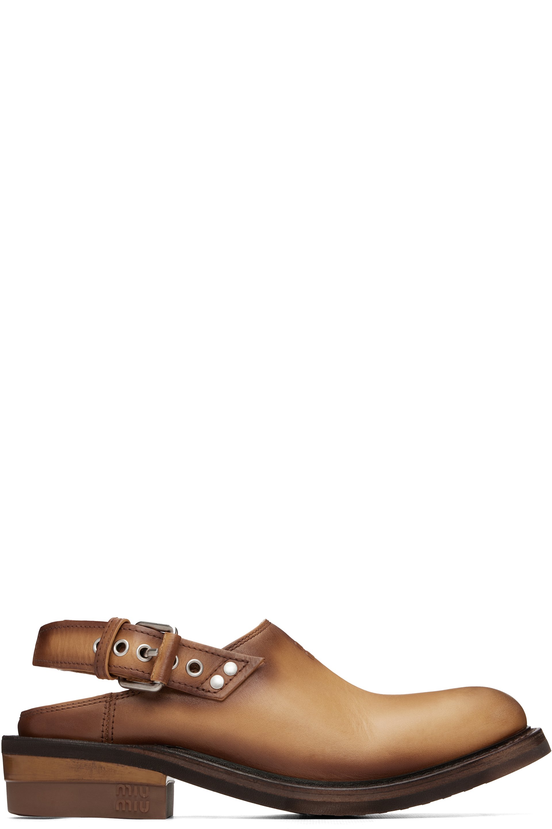 Miu Miu - Flâneurs de style mule Foule bruns en cuir