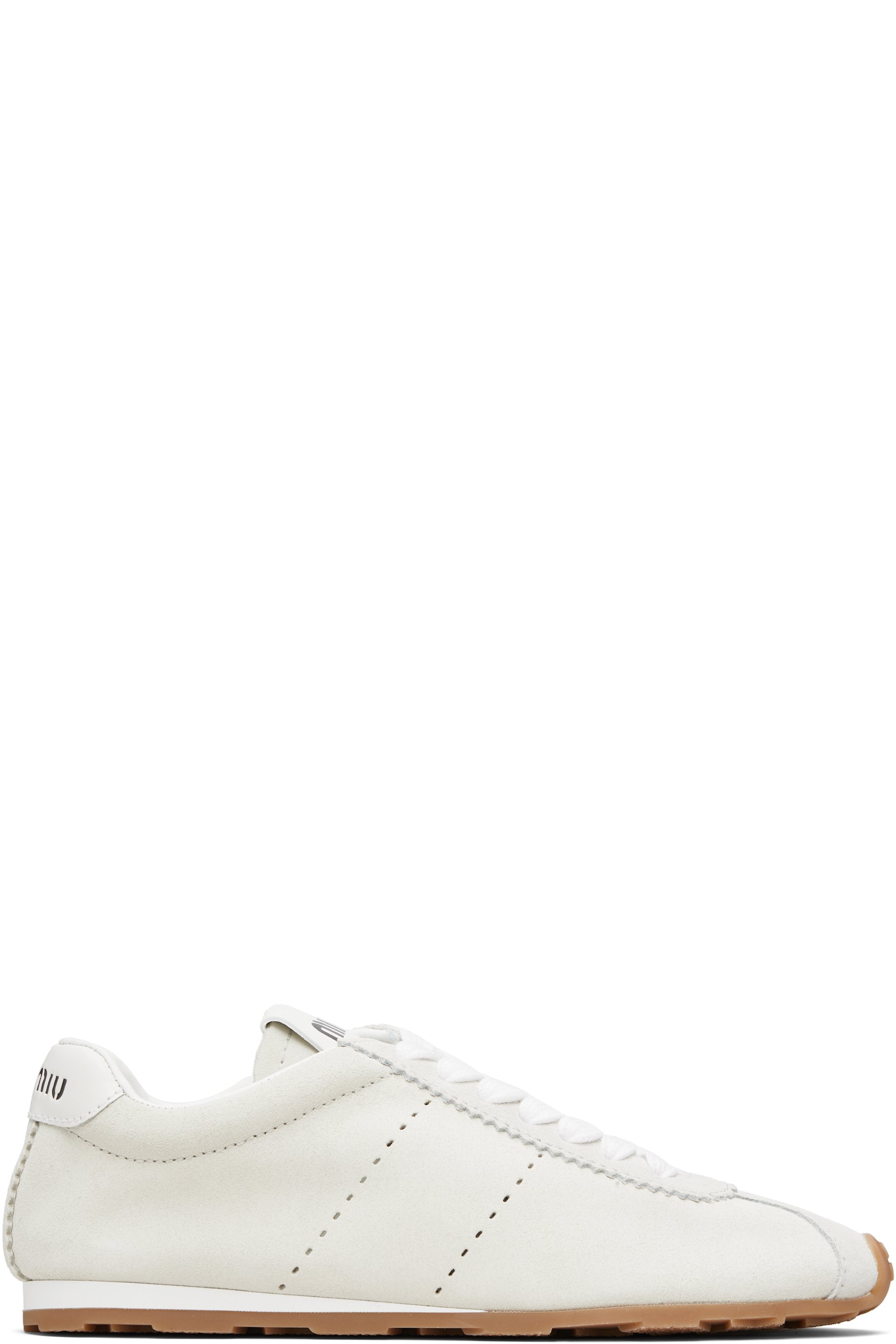 Miu Miu - Baskets Plume blanc cassé en suède