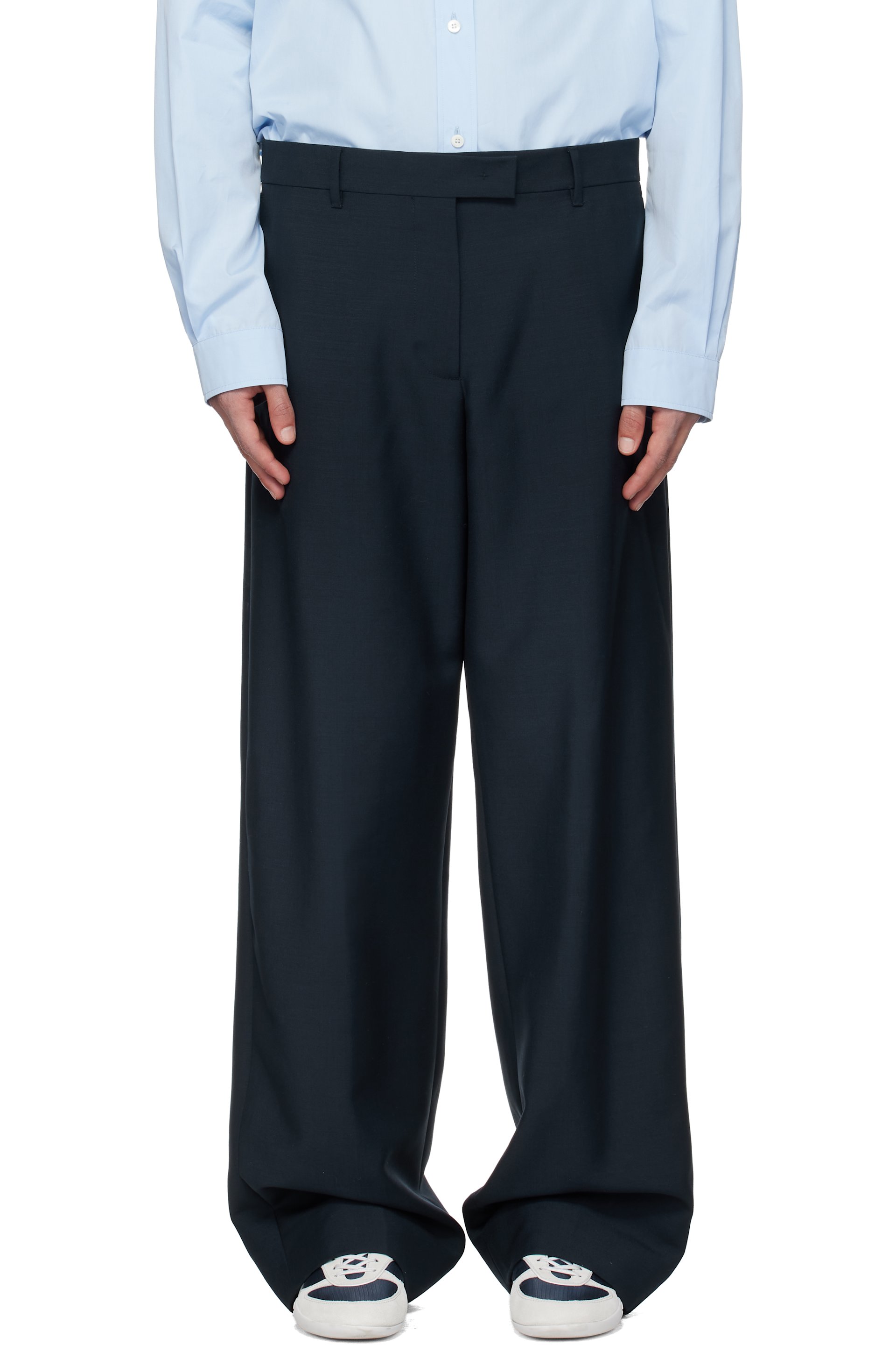 Miu Miu - Pantalon bleu marine en mohair kid