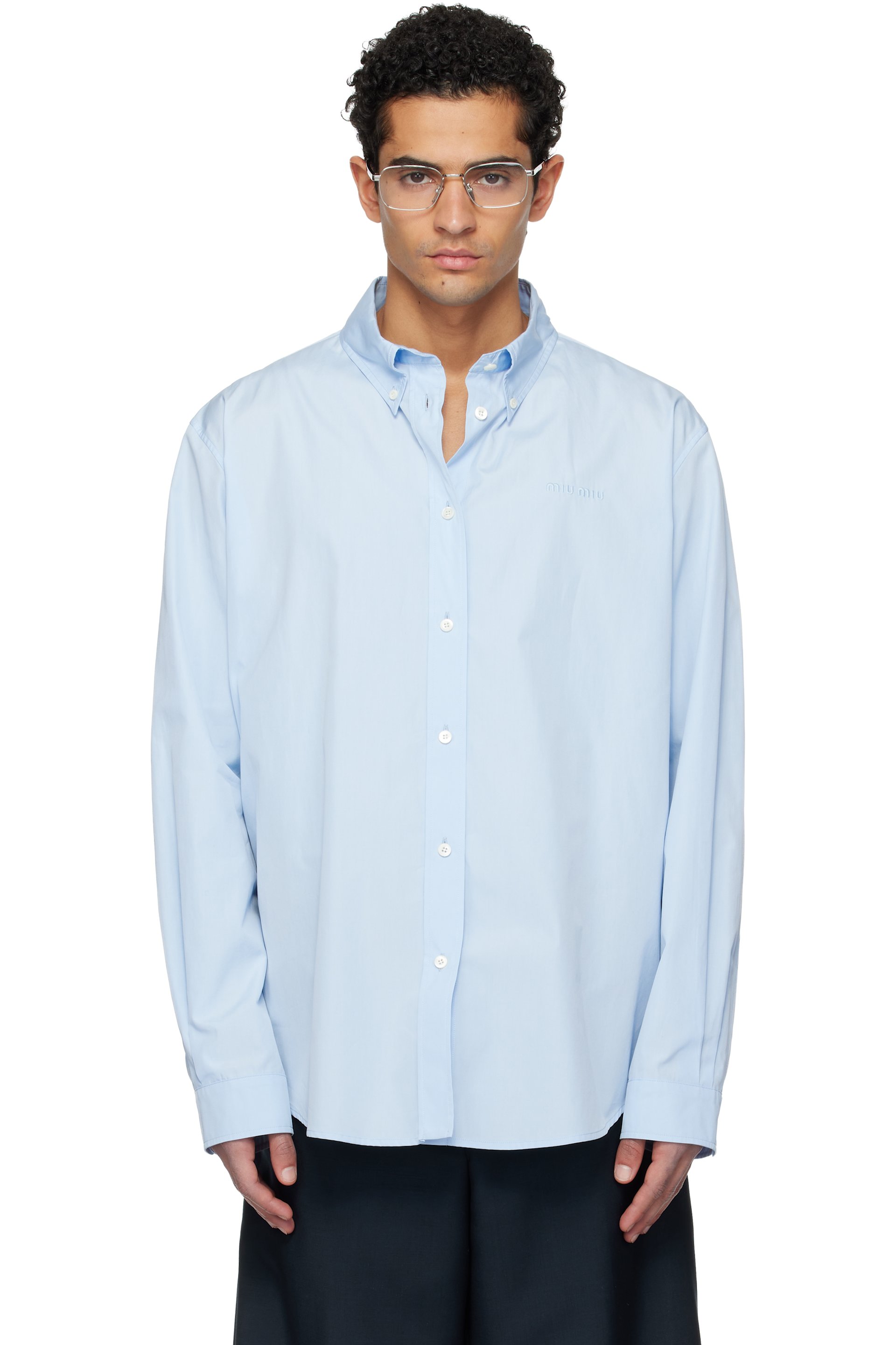 Miu Miu - Chemise bleue en popeline