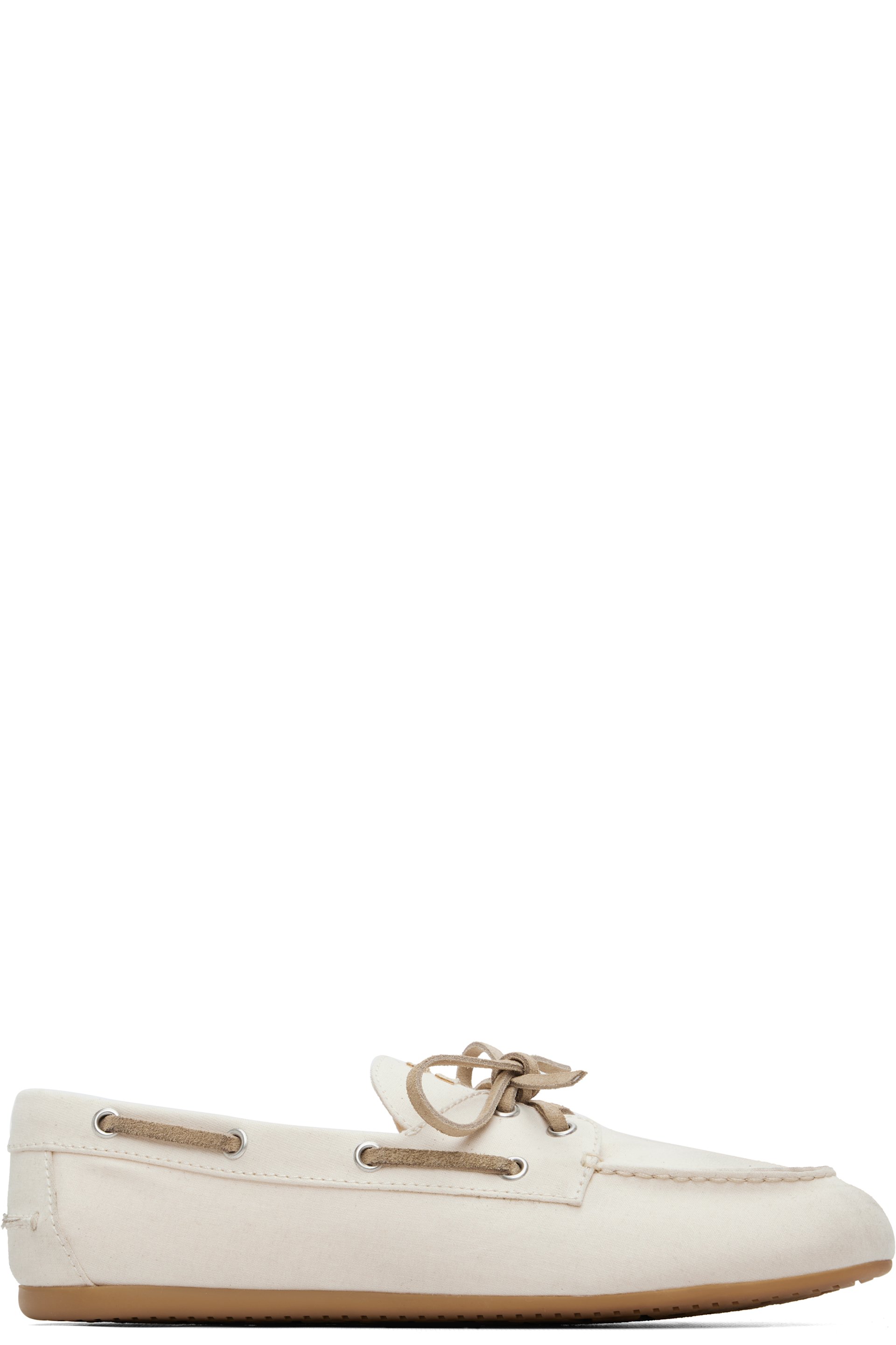 Miu Miu - Chaussures bateau blanc cassé en canevas