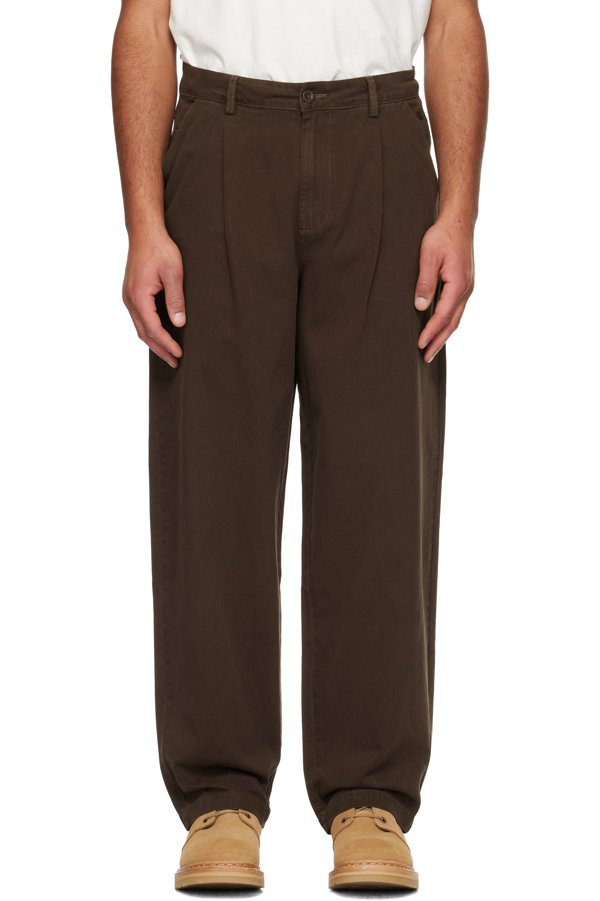 Dime - Pantalon chino ample brun