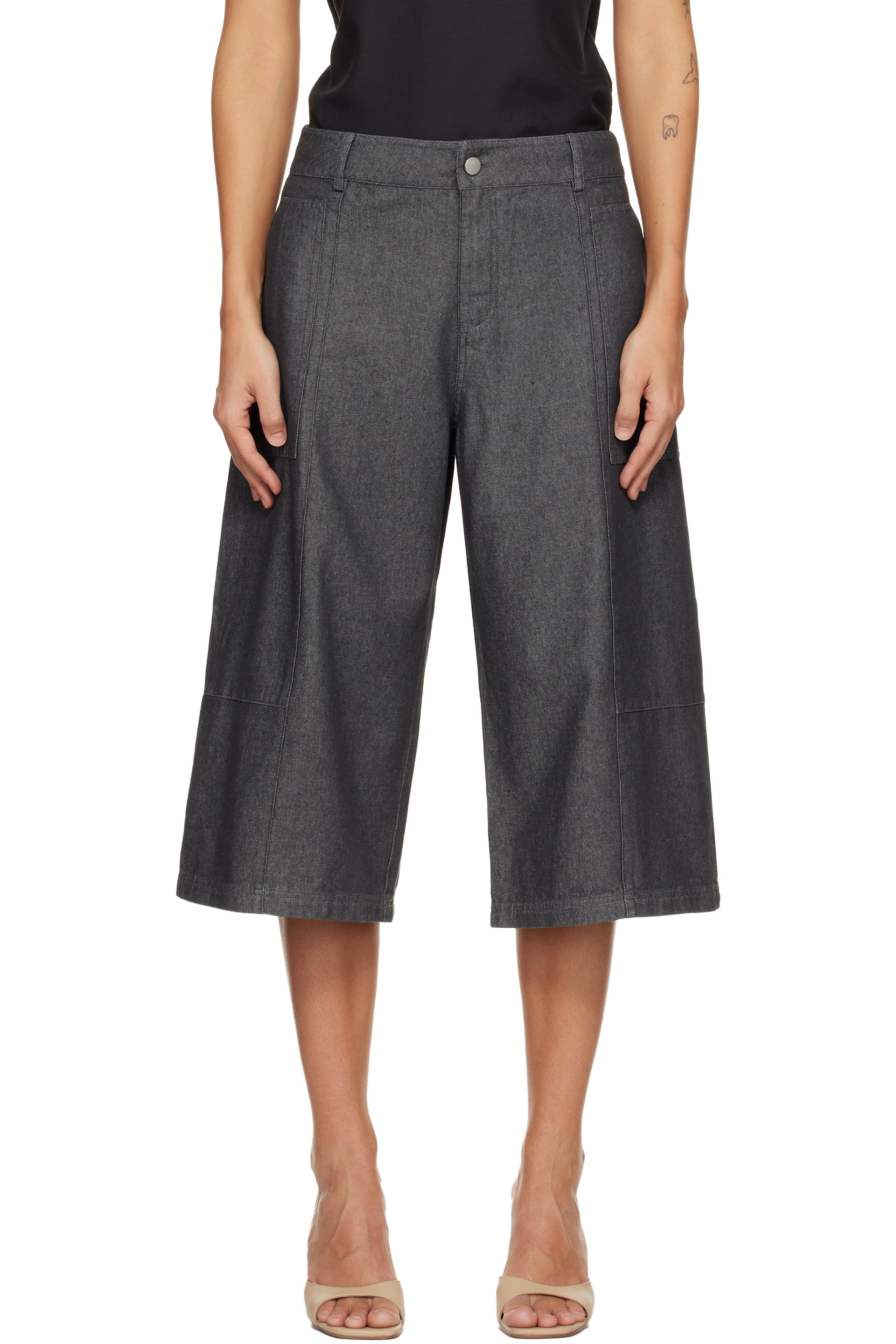 BELLE ANNA - Short Vallie gris en denim
