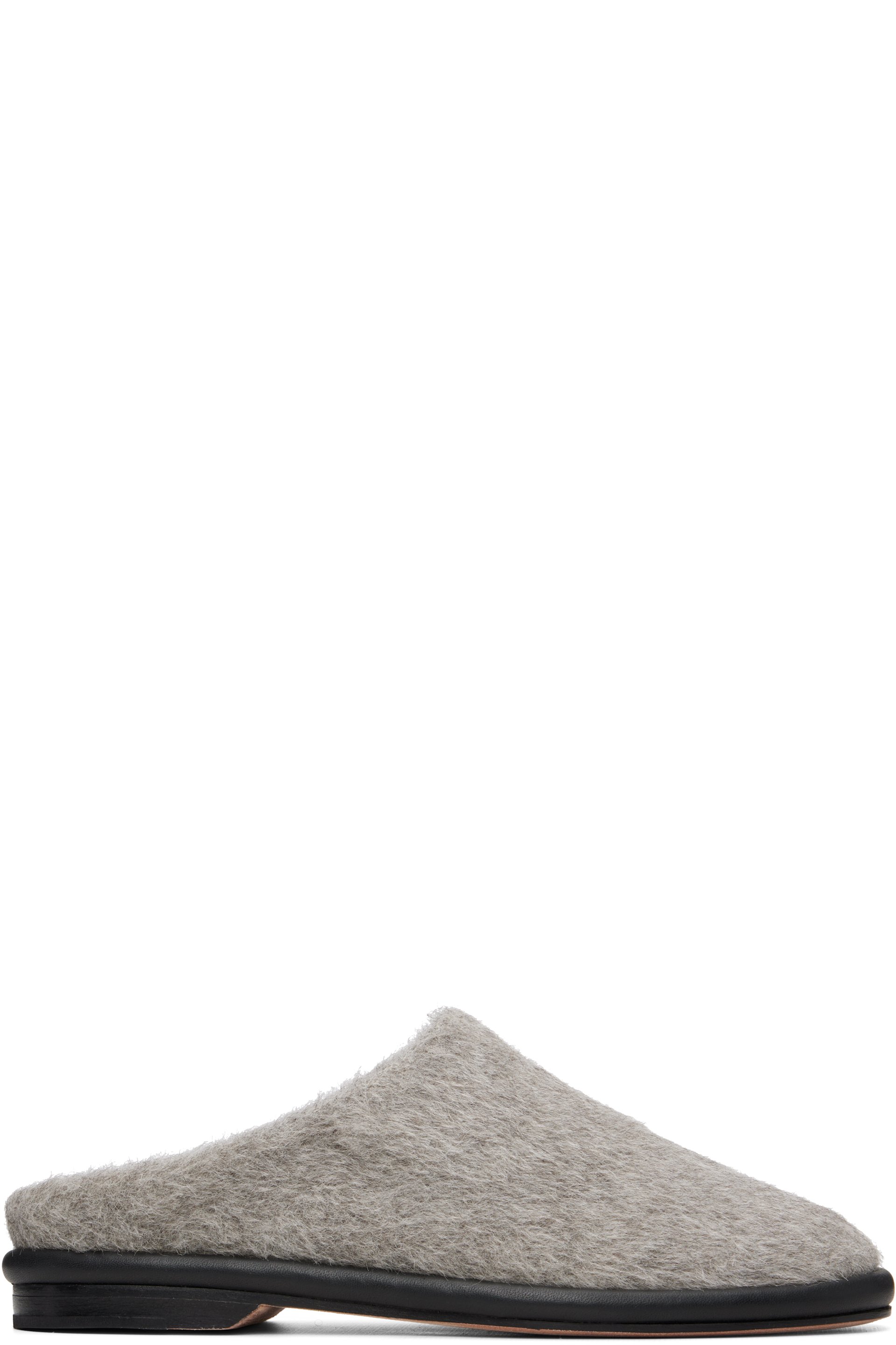 Lauren Manoogian - Flâneurs de style mule gris en flanelle brossée exclusifs à SSENSE