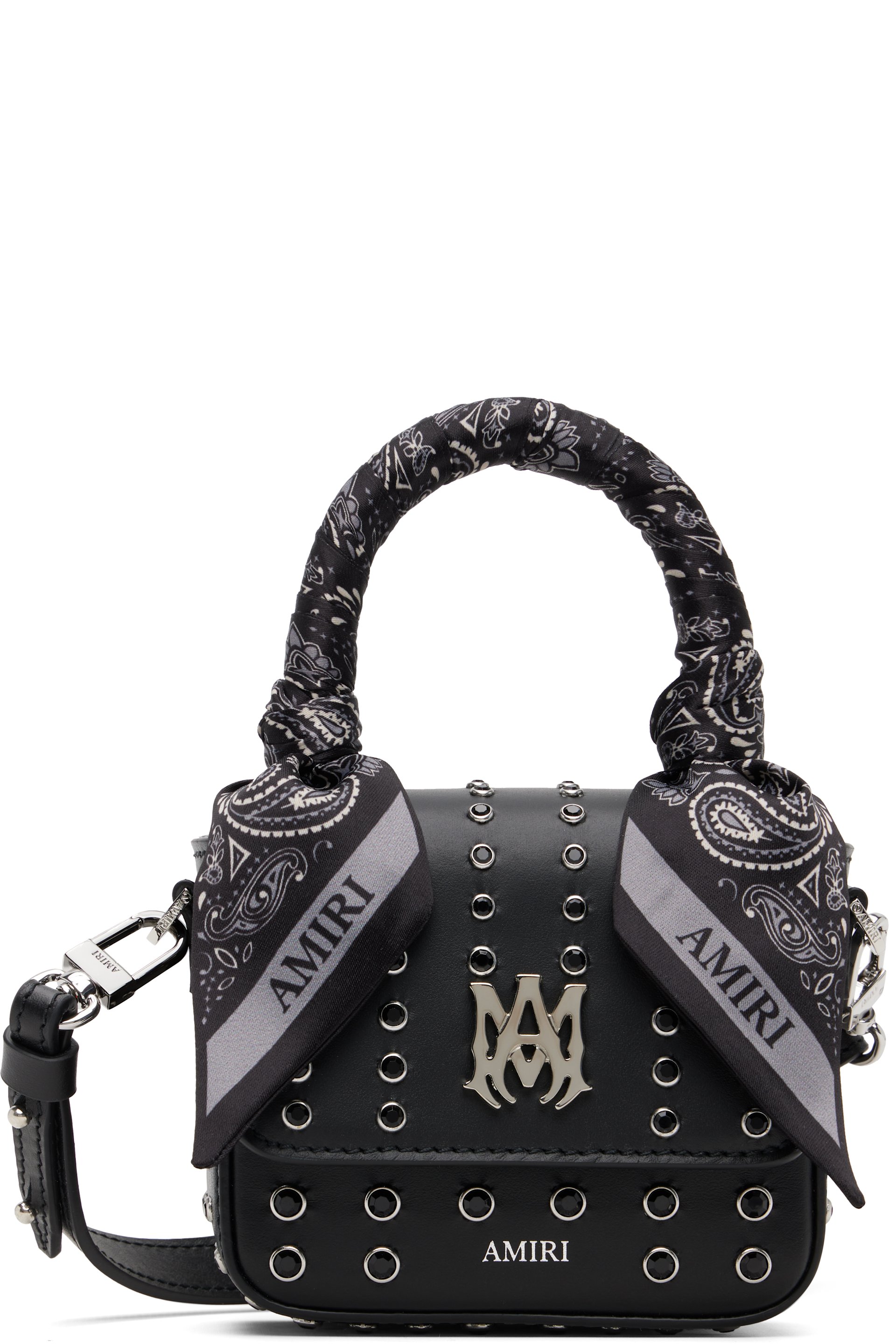 AMIRI - Nano sac noir à clous et à ferrure à monogramme