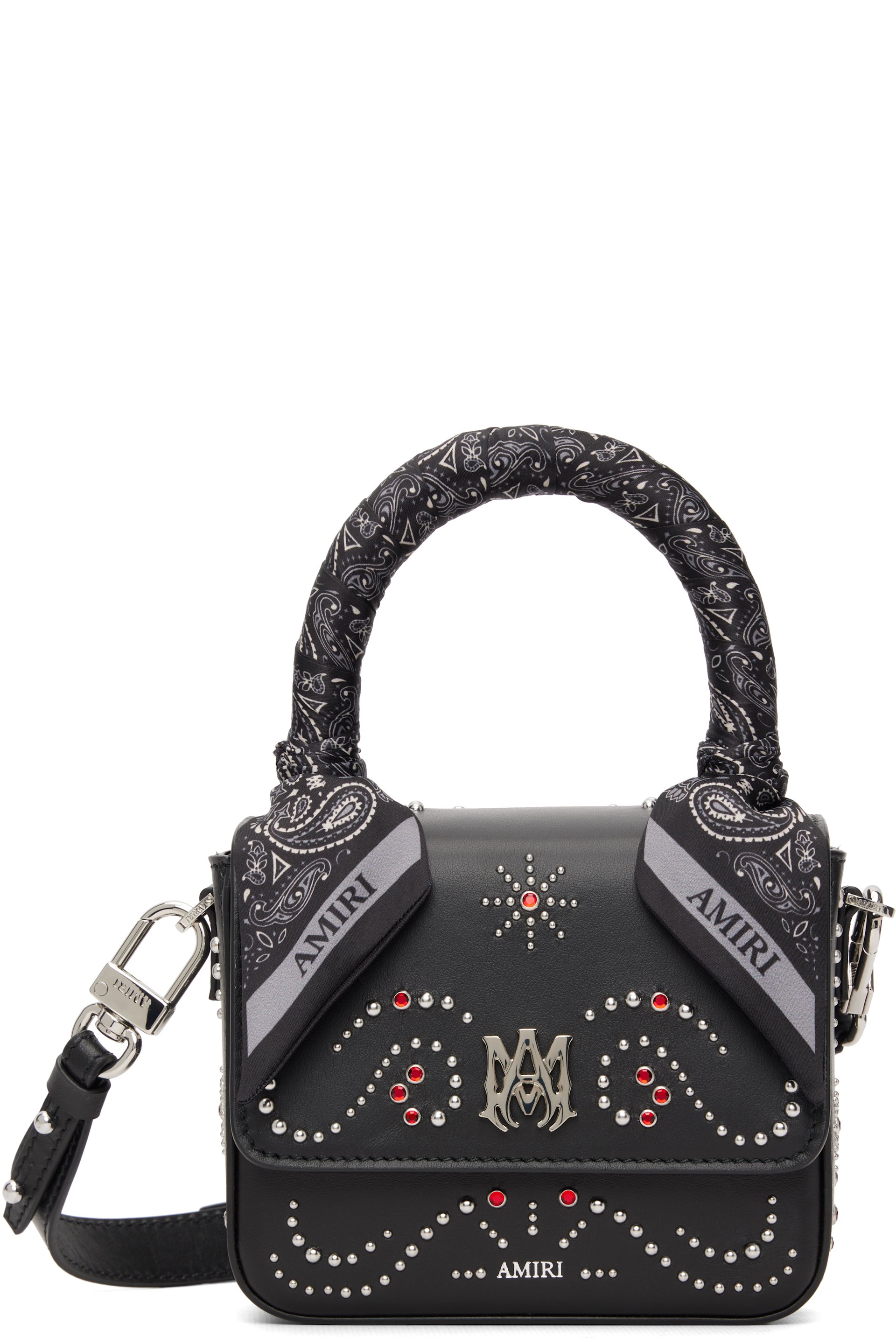 AMIRI - Micro sac noir à monogramme et à clous