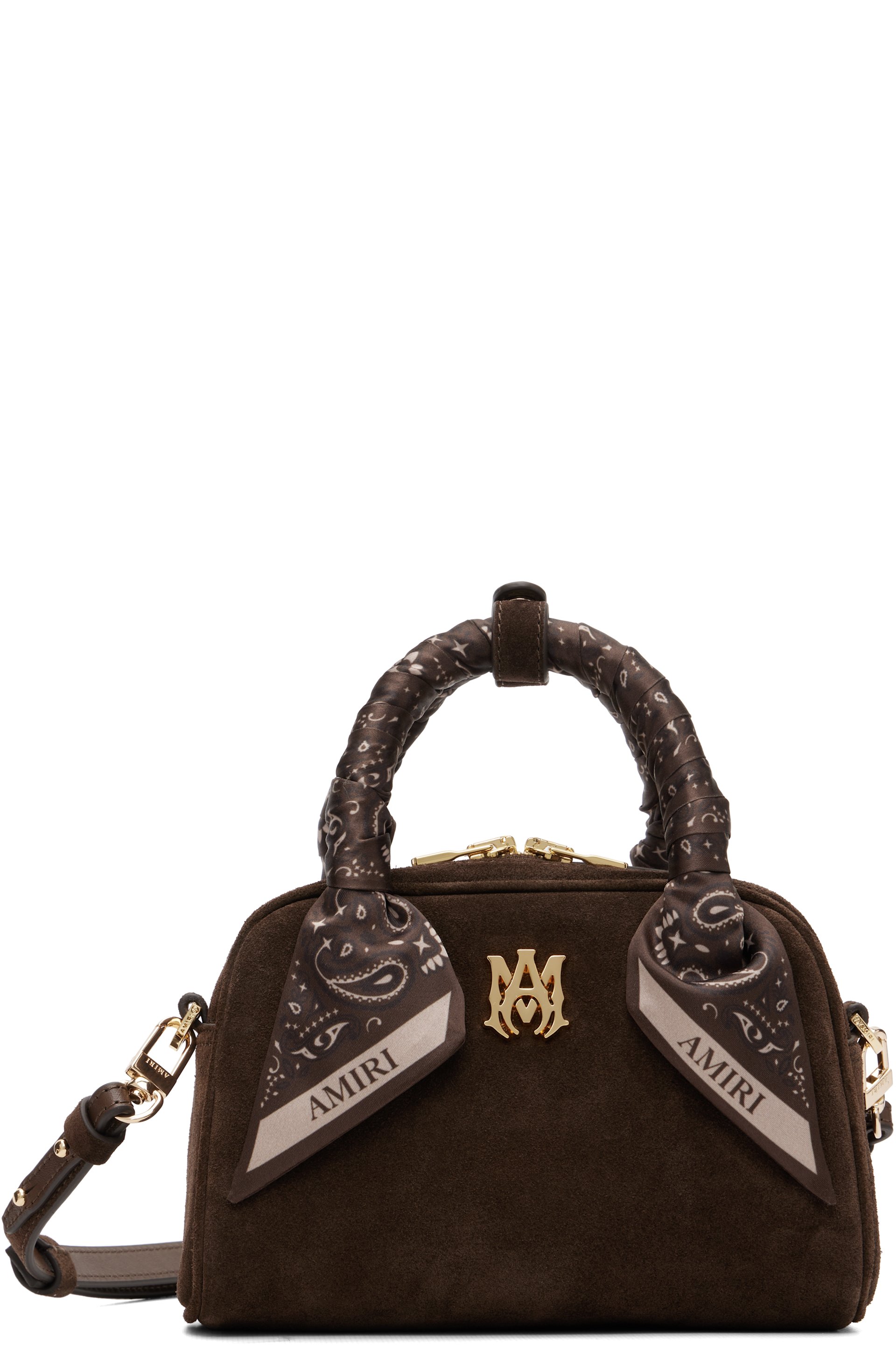 AMIRI - Micro sac de bowling brun à monogramme