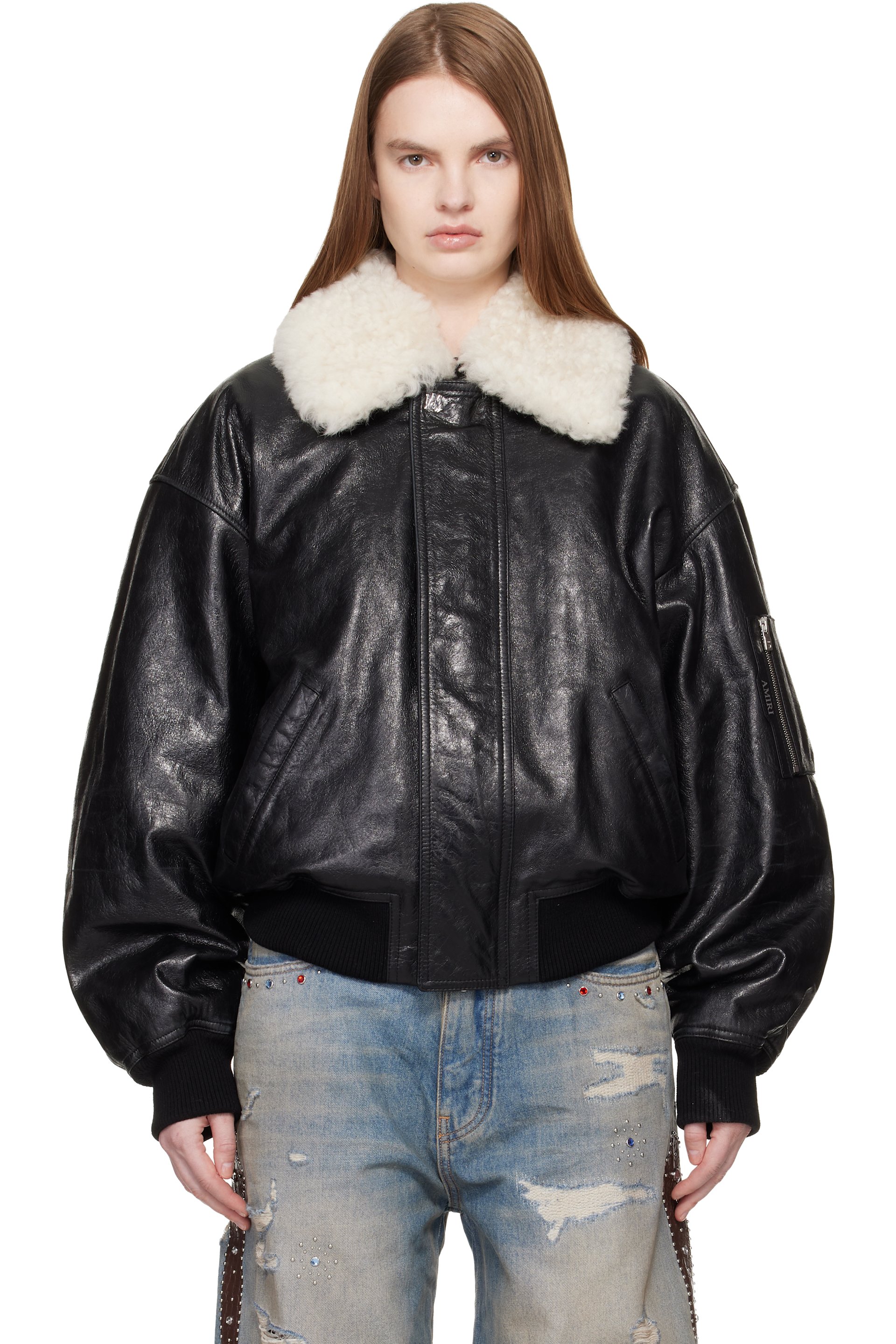 AMIRI - Black MA Quad Leather Bomber Jacket