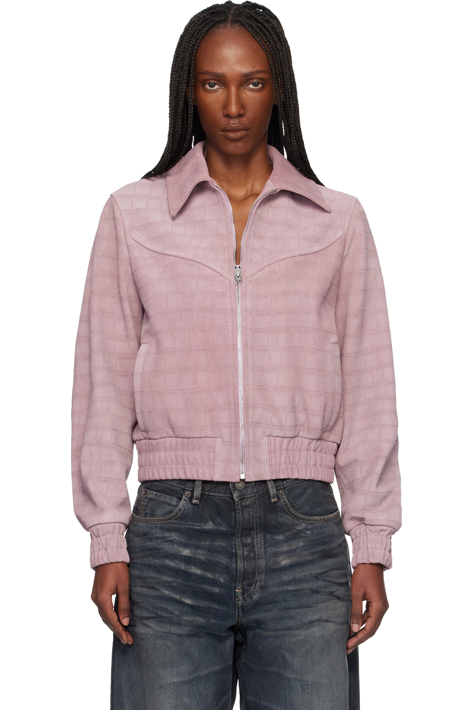 AMIRI - Pink Western Croc Suede Jacket