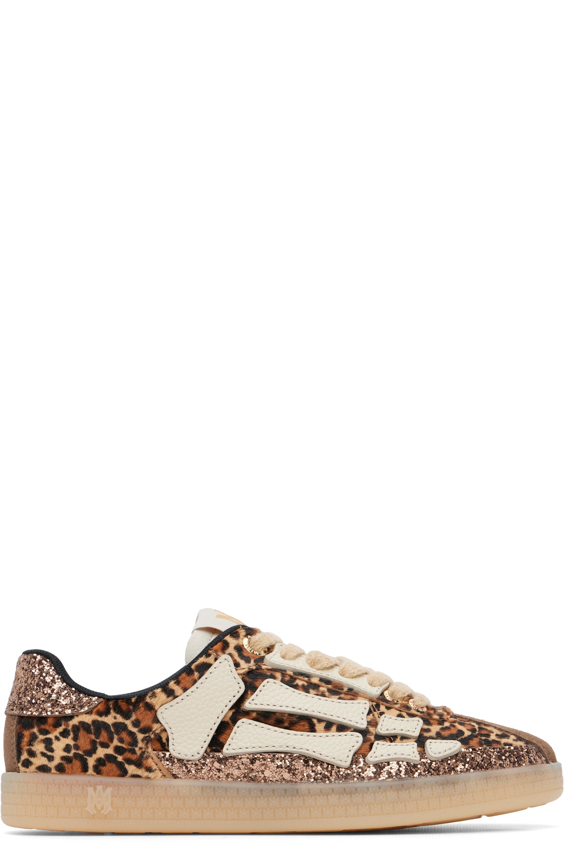 AMIRI - Baskets Pacific brun clair à motif léopard et à appliqué d'os