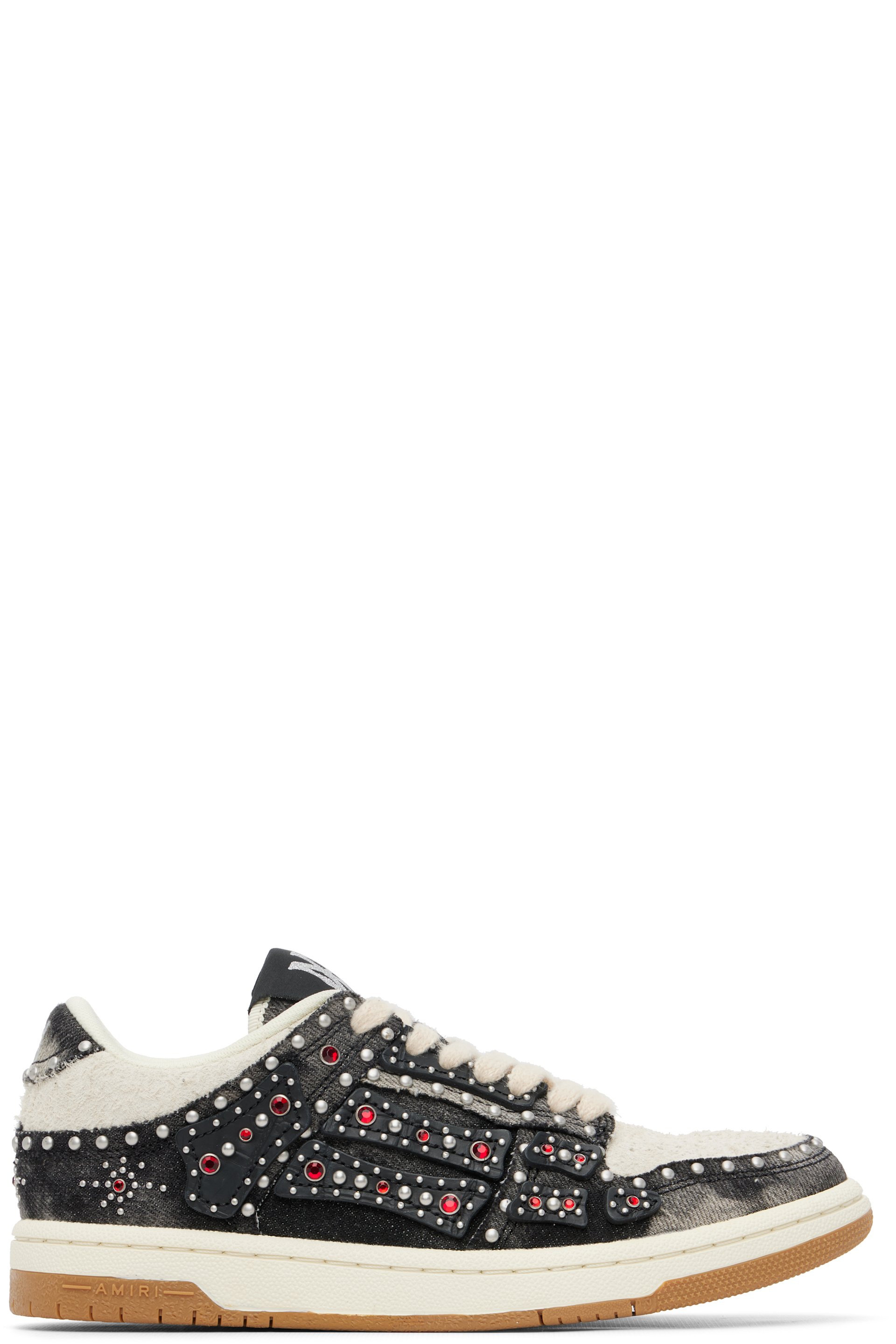 AMIRI - Baskets basses noir et blanc à appliqués Skel Top et à clous