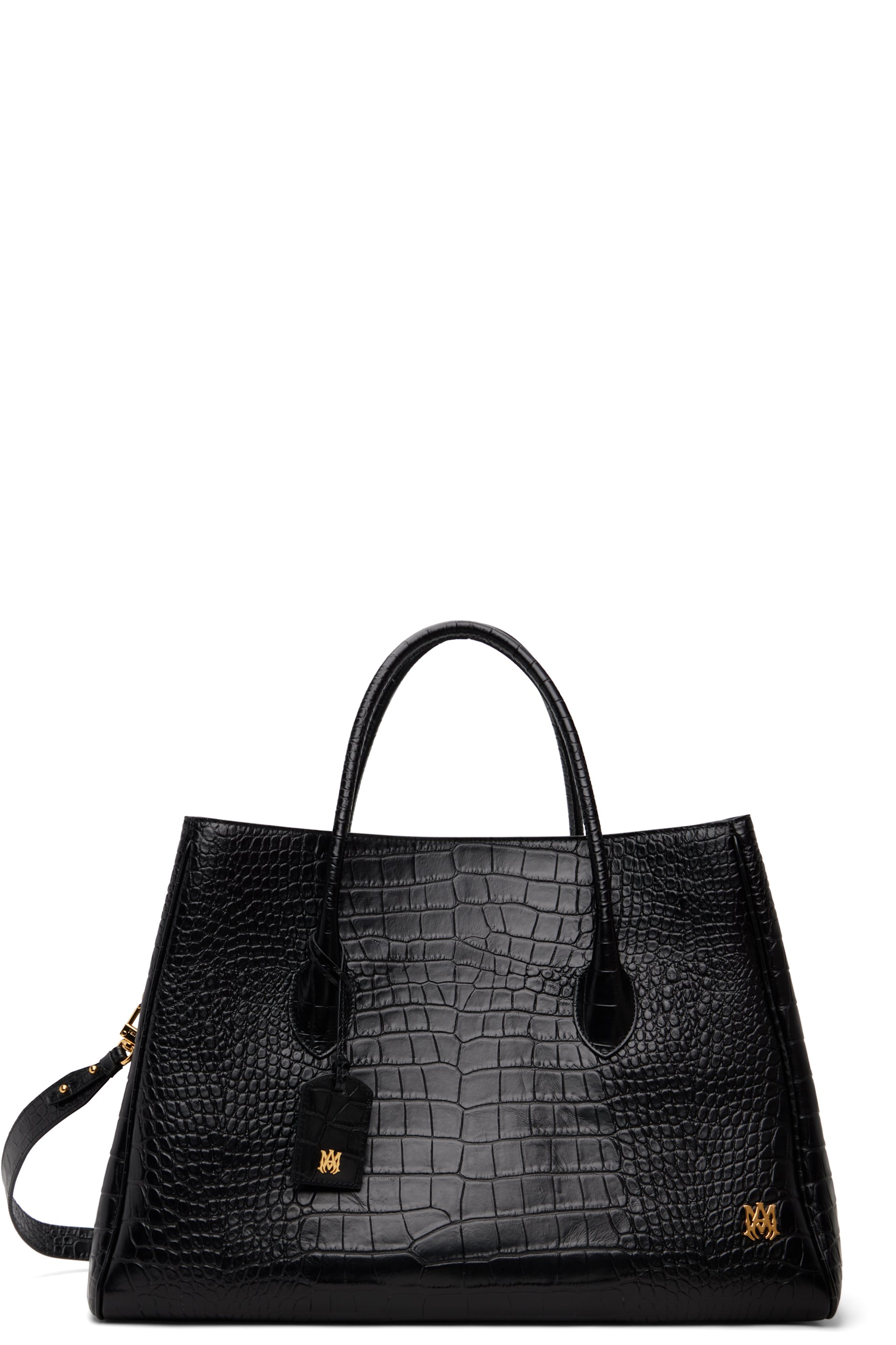 AMIRI - Cabas Honey 50 noir en cuir gaufré façon croco
