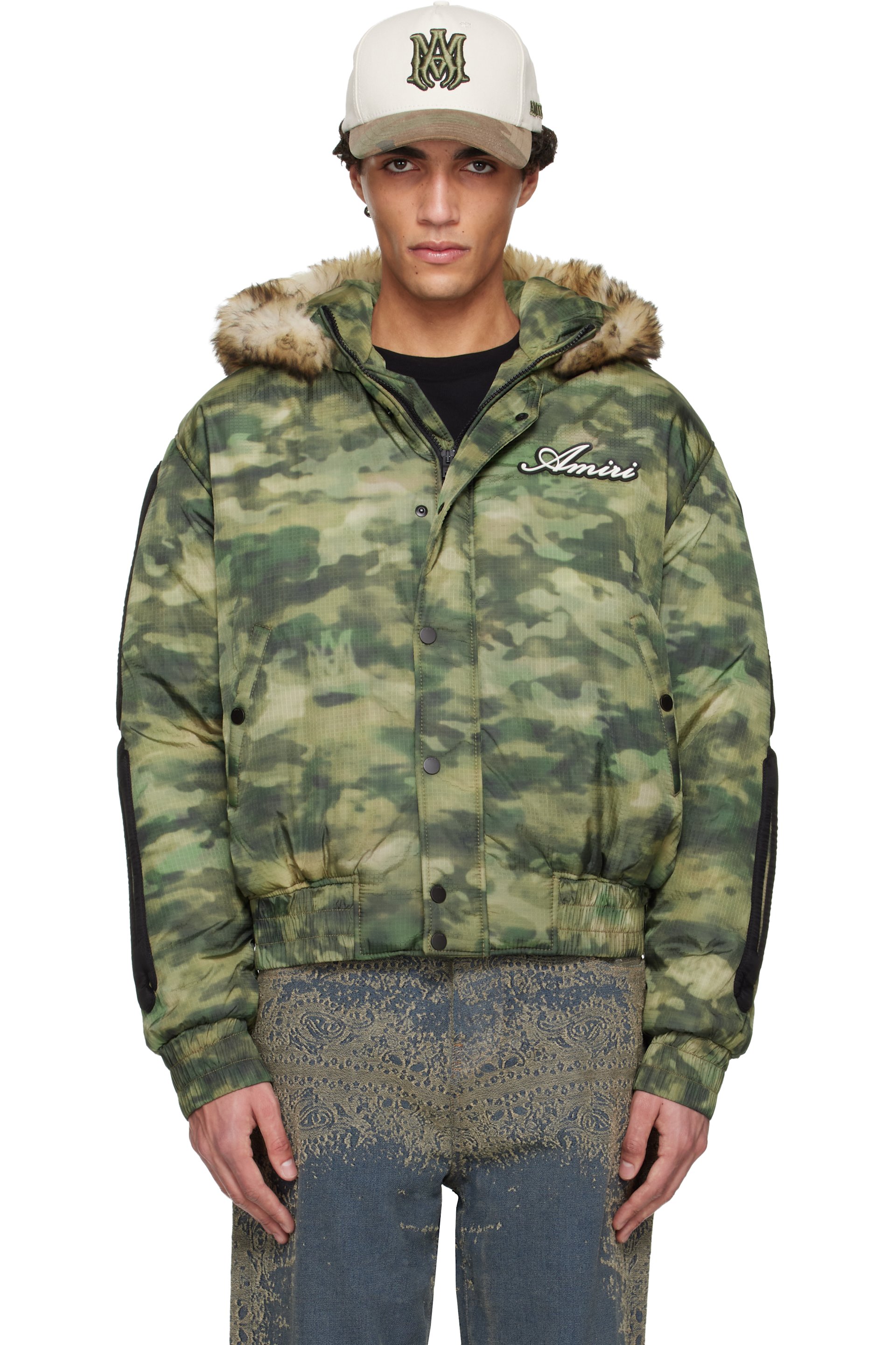 AMIRI - Green Bones Camo Hooded Jacket