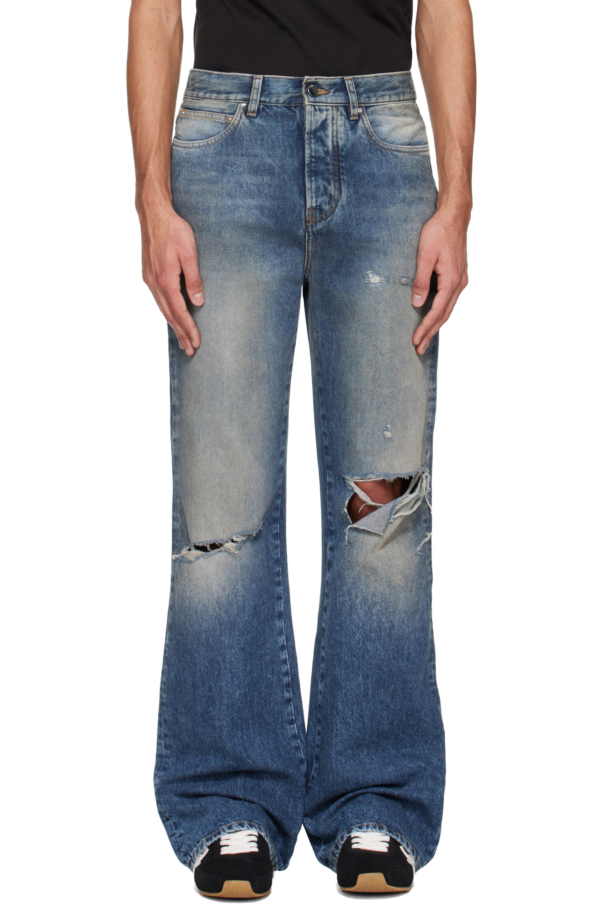 AMIRI - Blue Slashed Bootcut Jeans