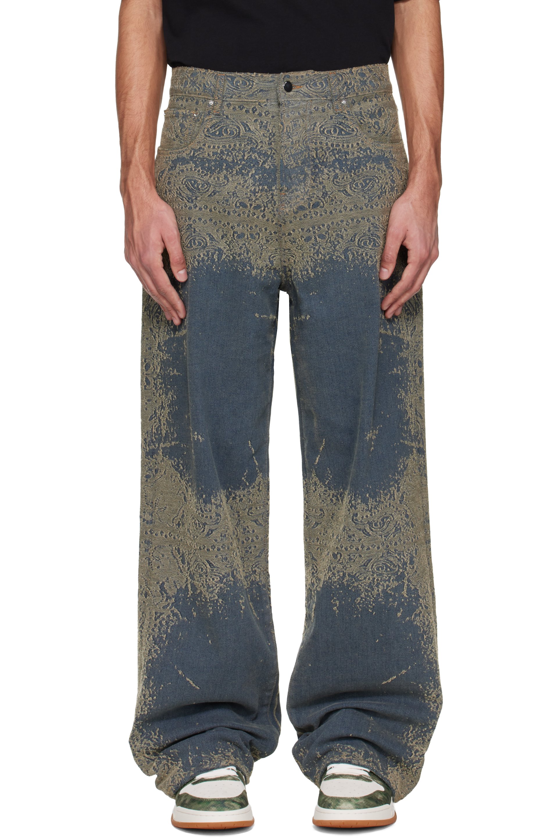 AMIRI - Blue Faded Bandana Baggy Jeans