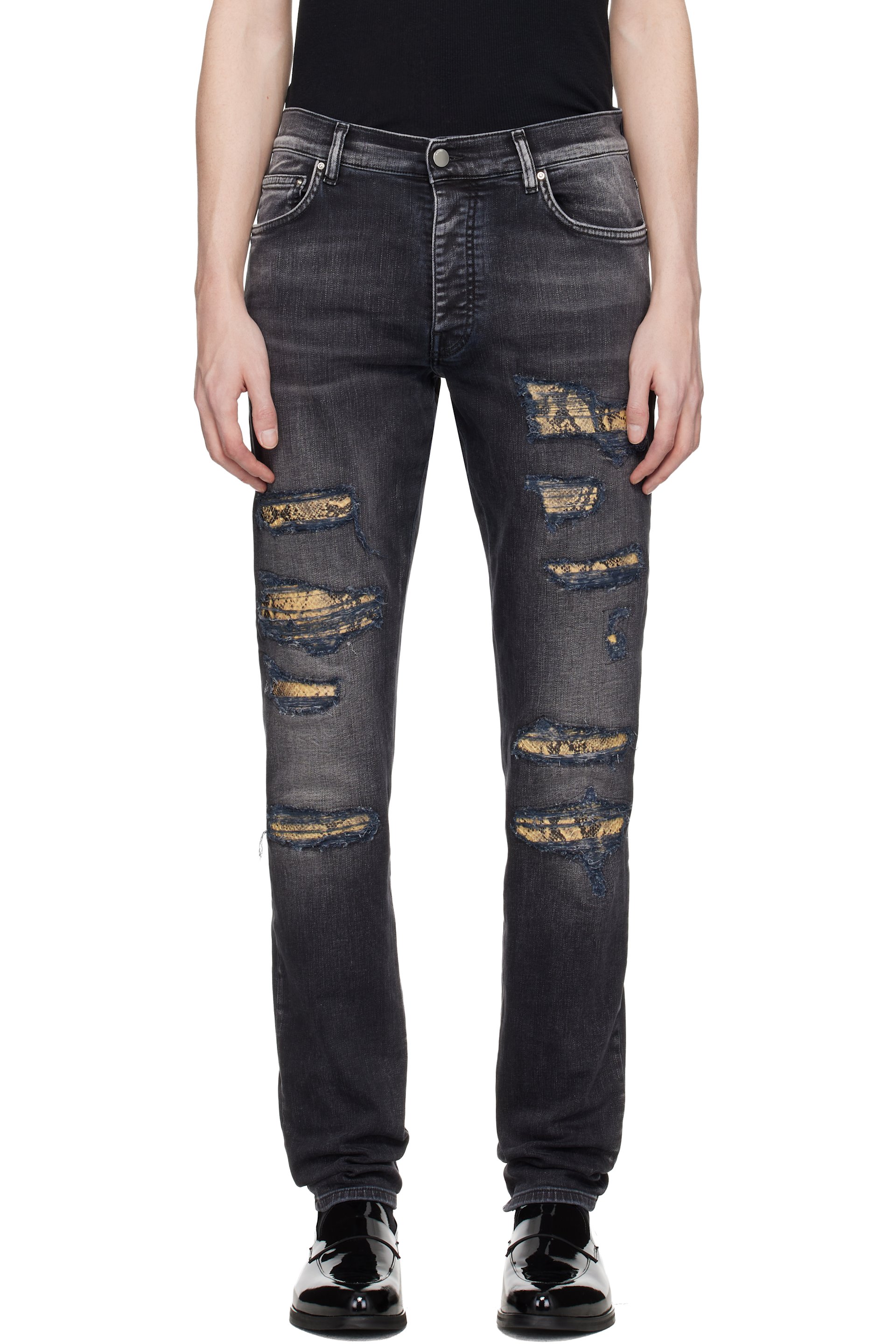 AMIRI - Black Snake Thrasher Skinny Jeans