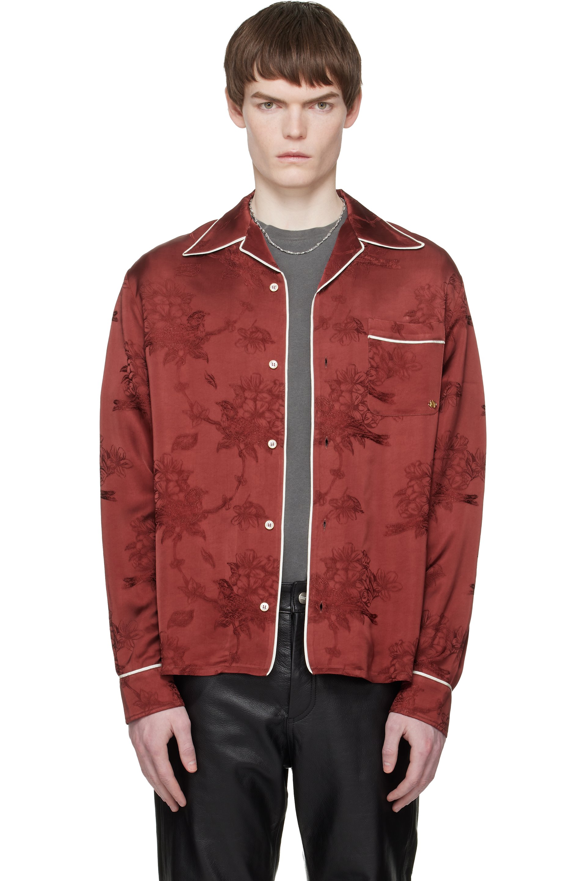 AMIRI - Red Floral Jacquard Pyjama Shirt