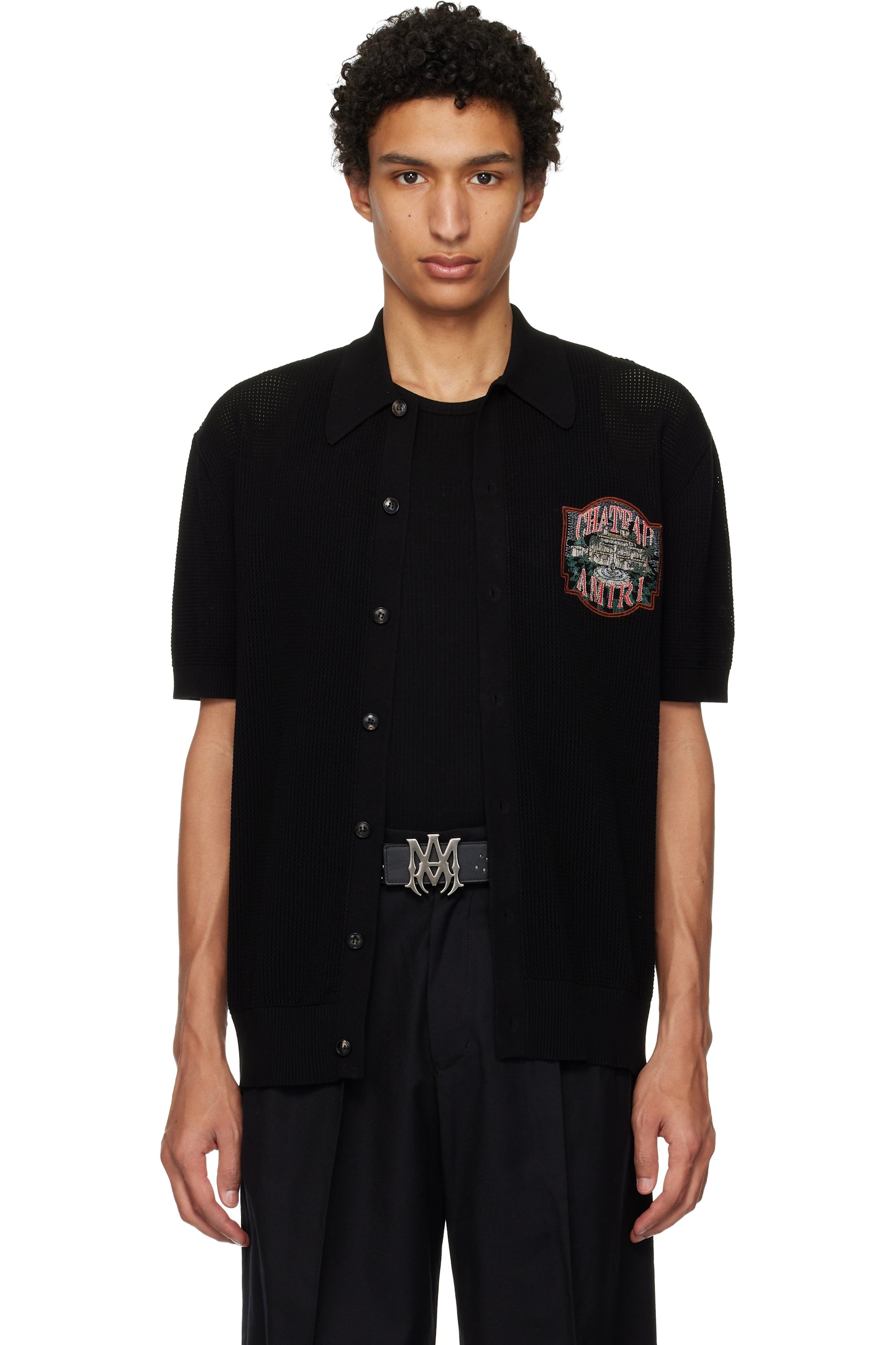 AMIRI - Black 'Chateau AMIRI' Crochet Oversized Shirt