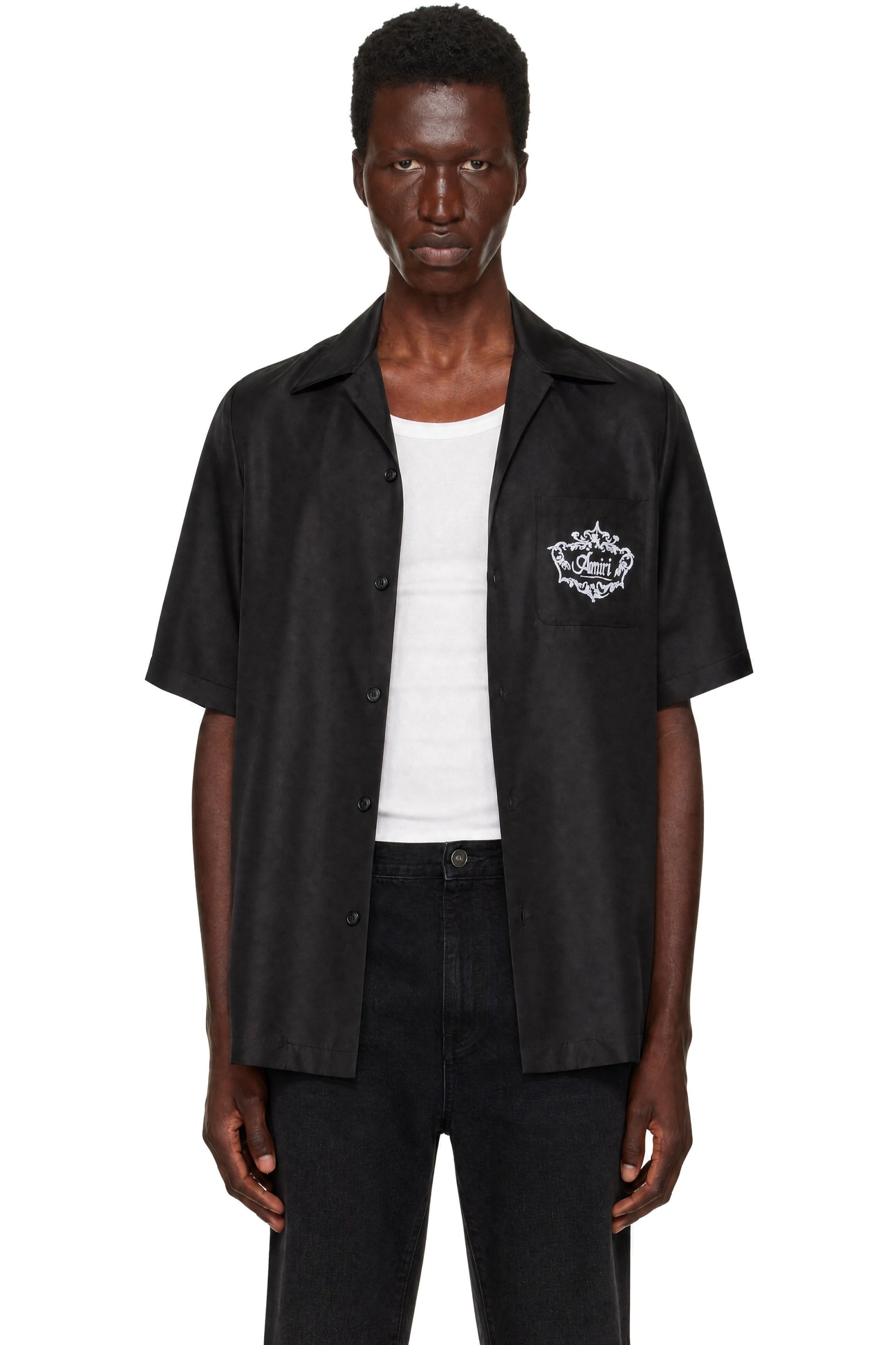 AMIRI - Black Chateau Crest Camp Shirt