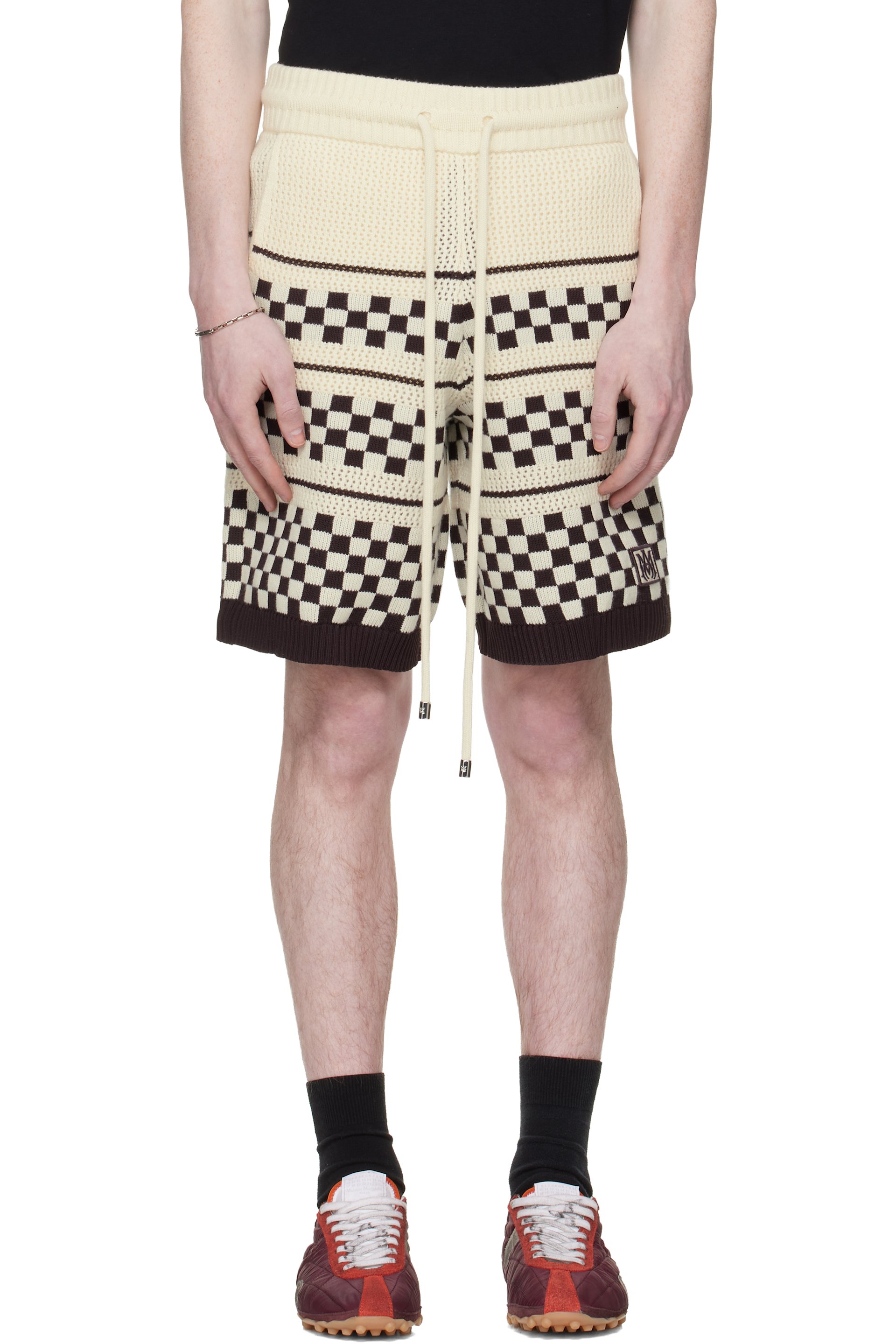 AMIRI - Off-White & Brown Checkered Mesh Shorts