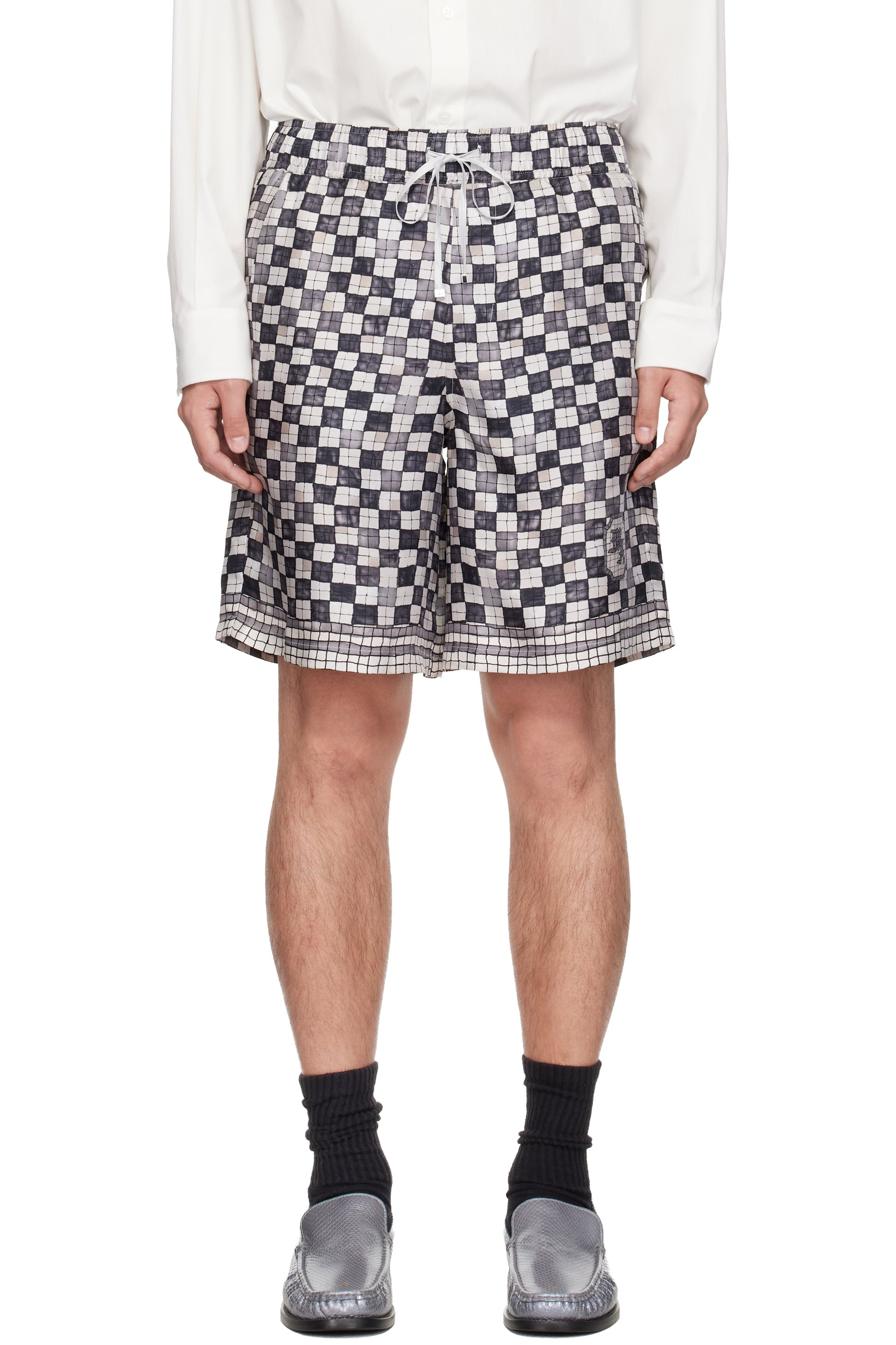 AMIRI - Gray & Off-White MA Checkered Shorts