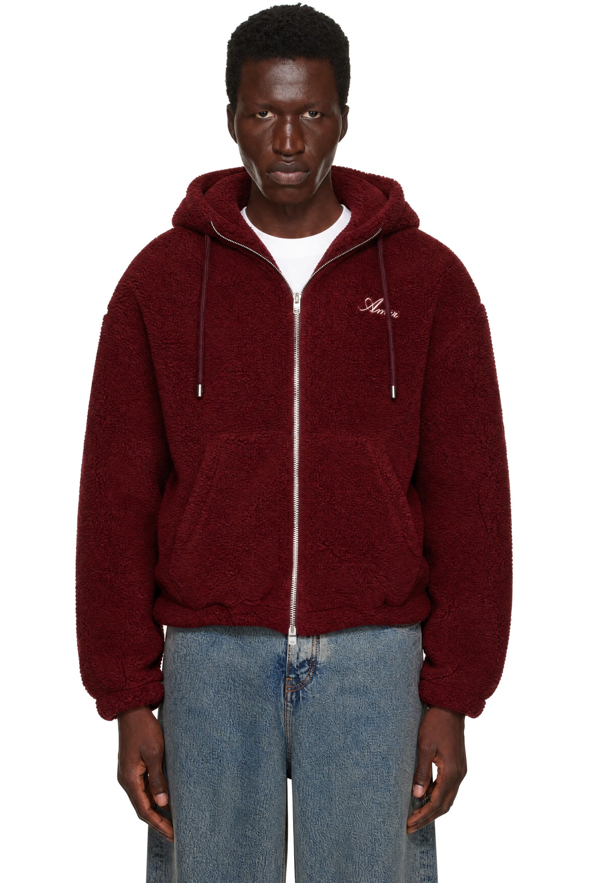 AMIRI - Red Bones Fleece Zip Hoodie