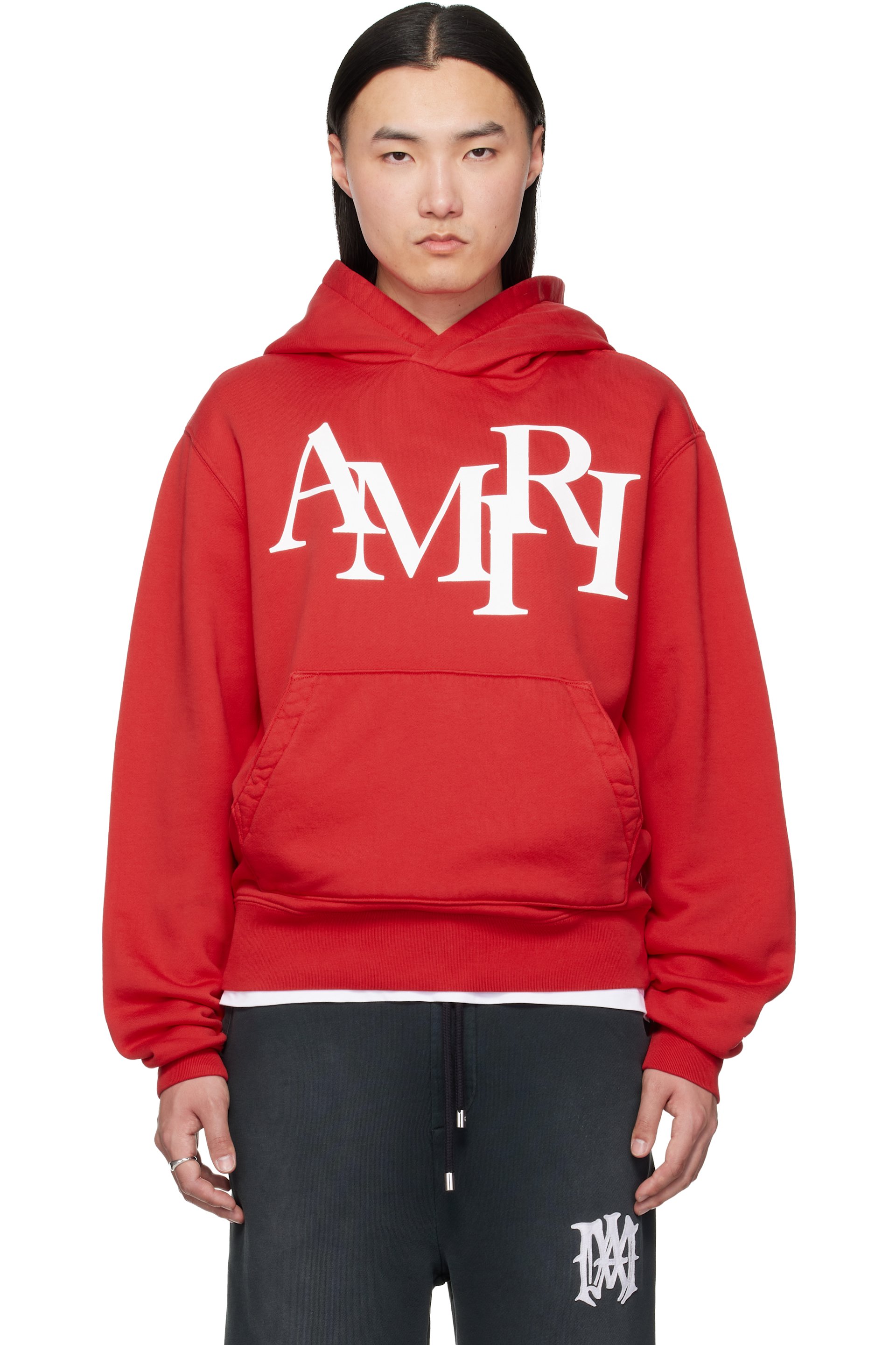 AMIRI - Red 'AMIRI Staggered' Hoodie