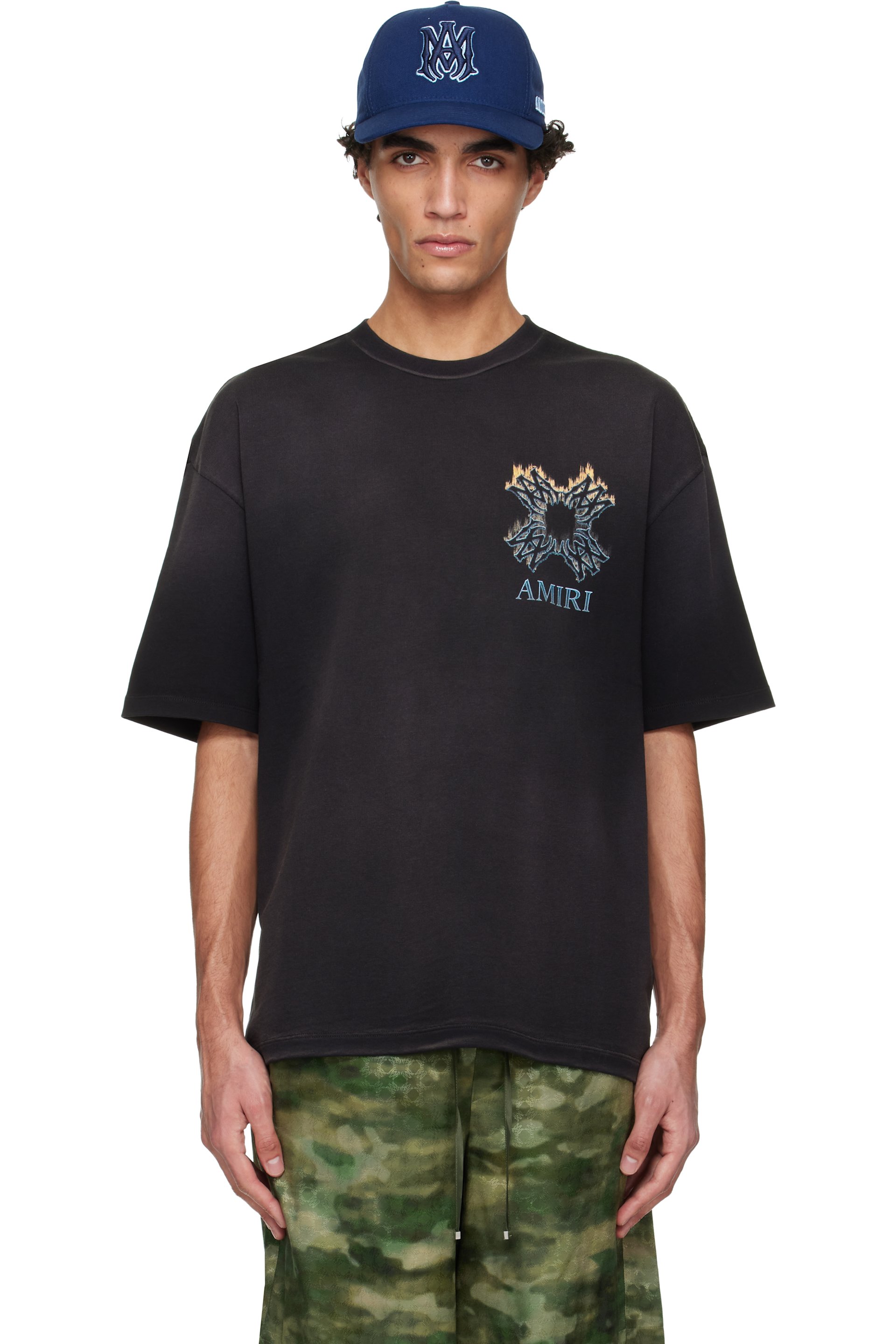 AMIRI - Black MA Quad Flames Oversized T-shirt