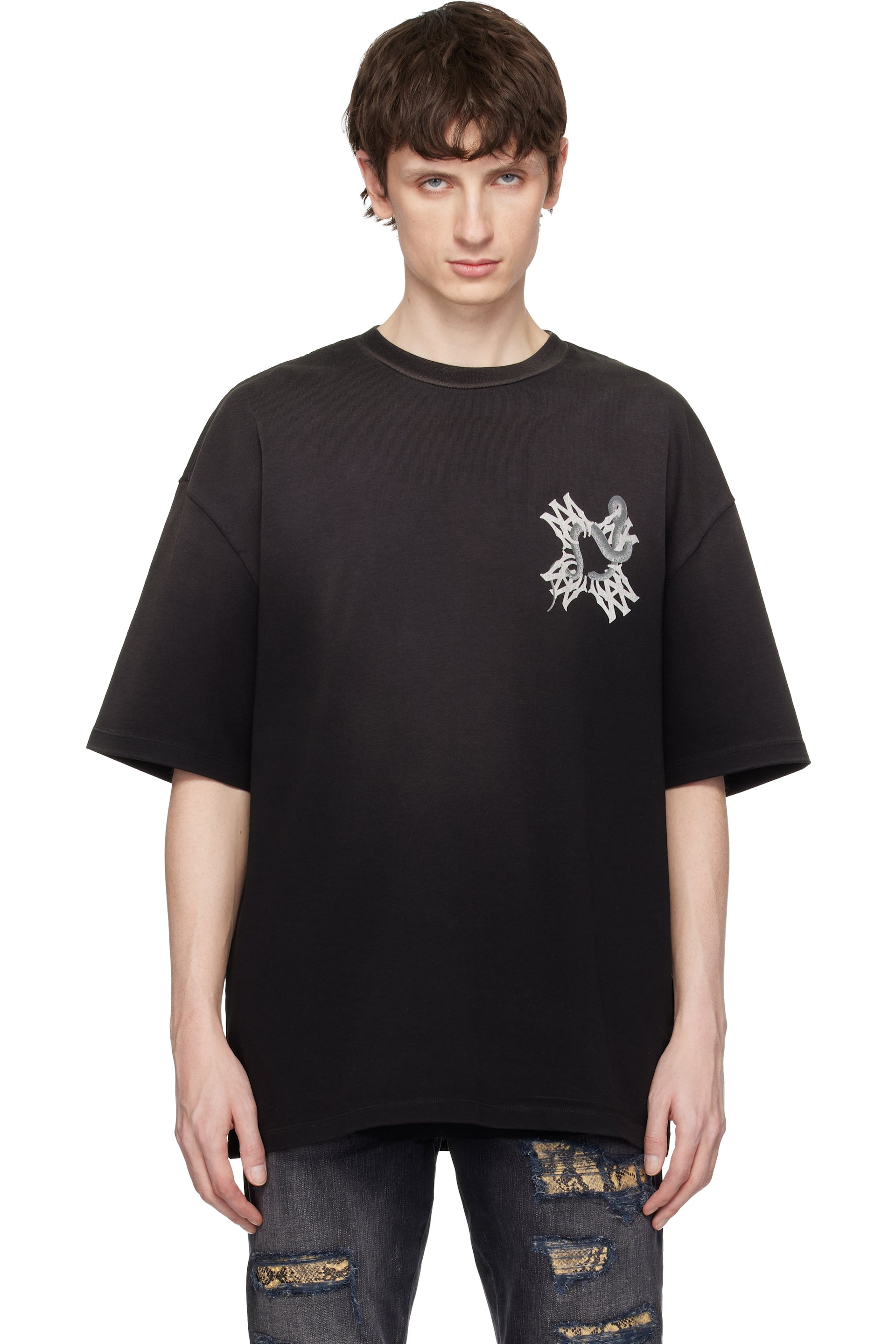 AMIRI: Black MA Quad Snake T-shirt | SSENSE