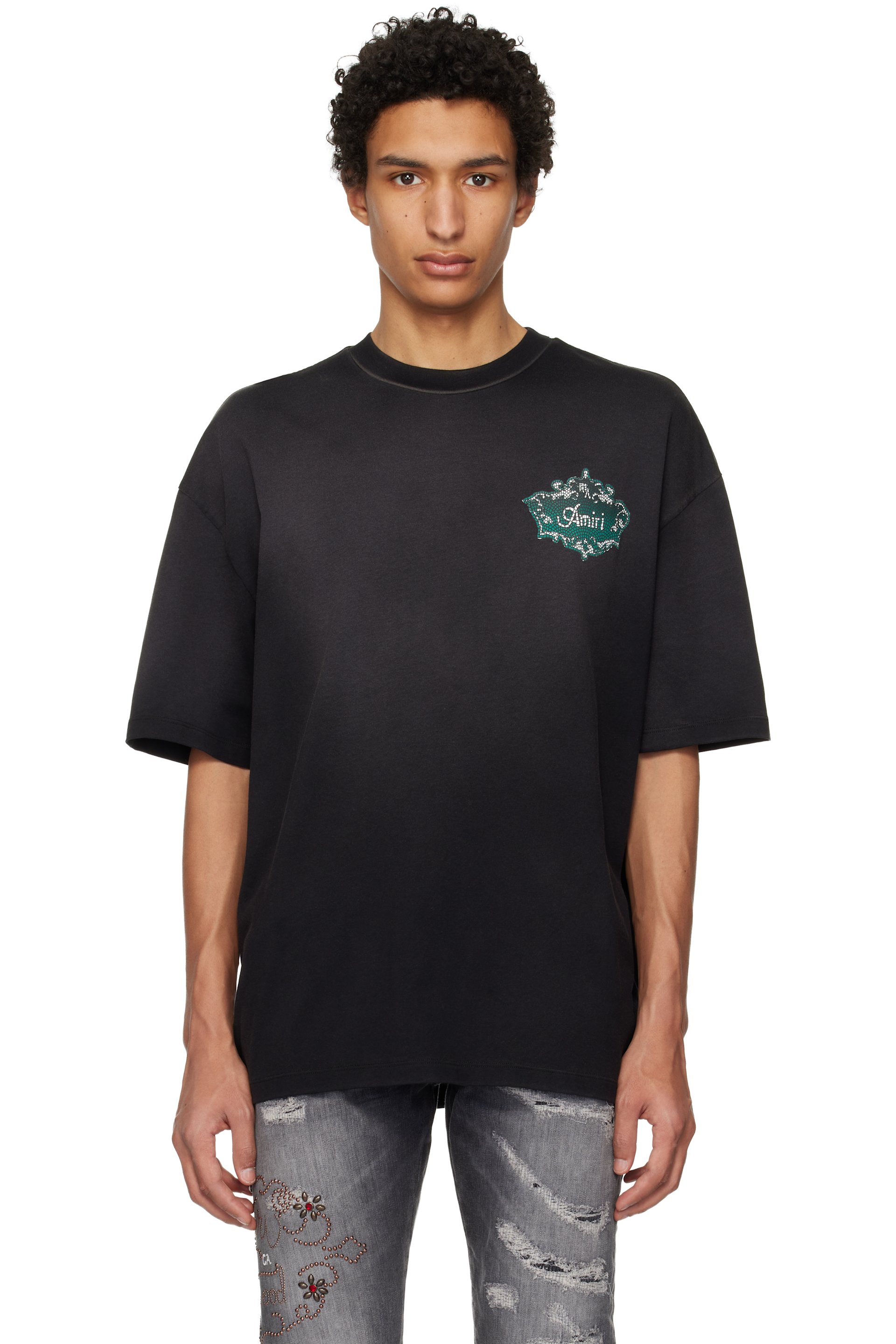 AMIRI: Black Chateau Crest Oversized T-shirt | SSENSE