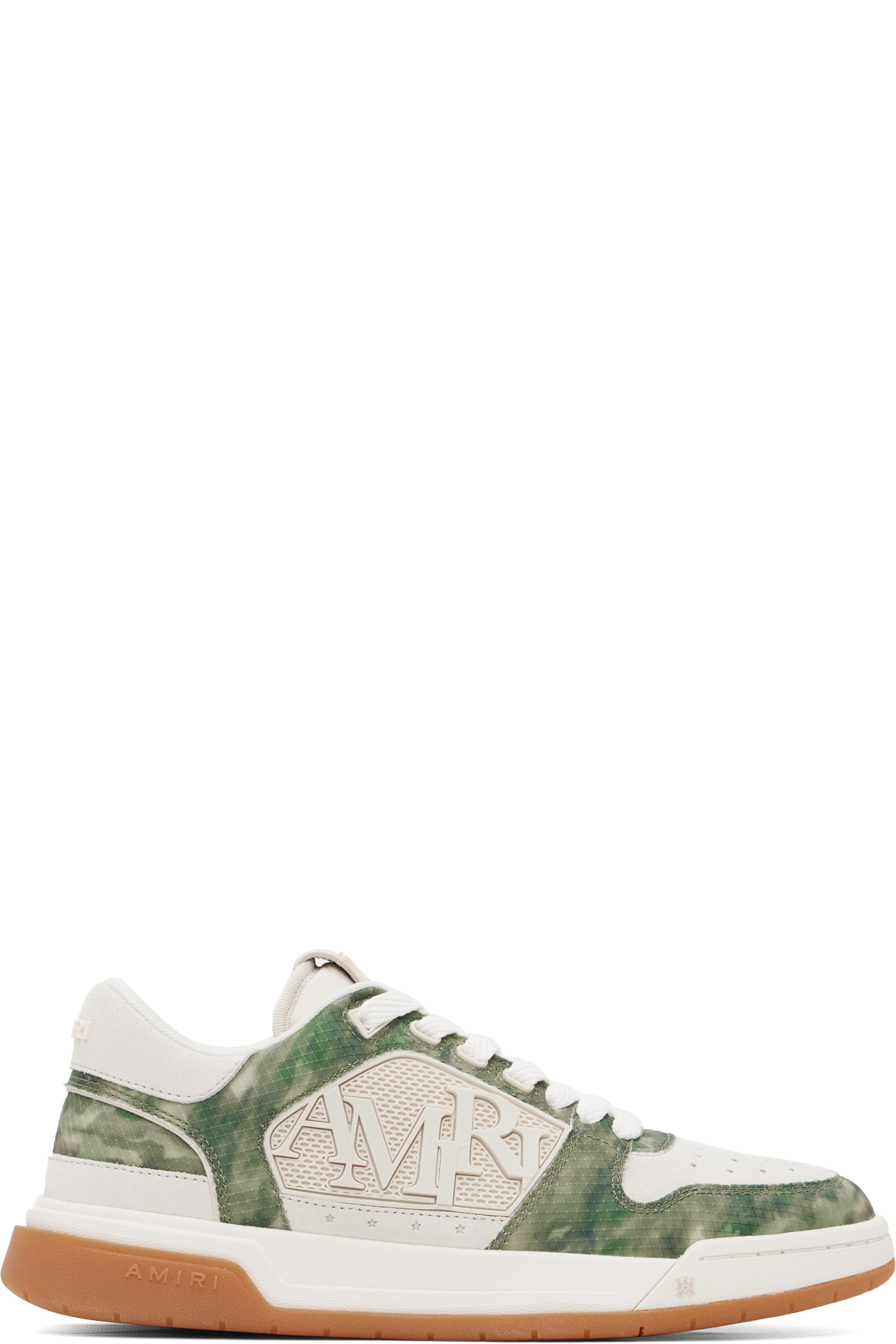 AMIRI - Baskets basses beige et kaki à motif camouflage