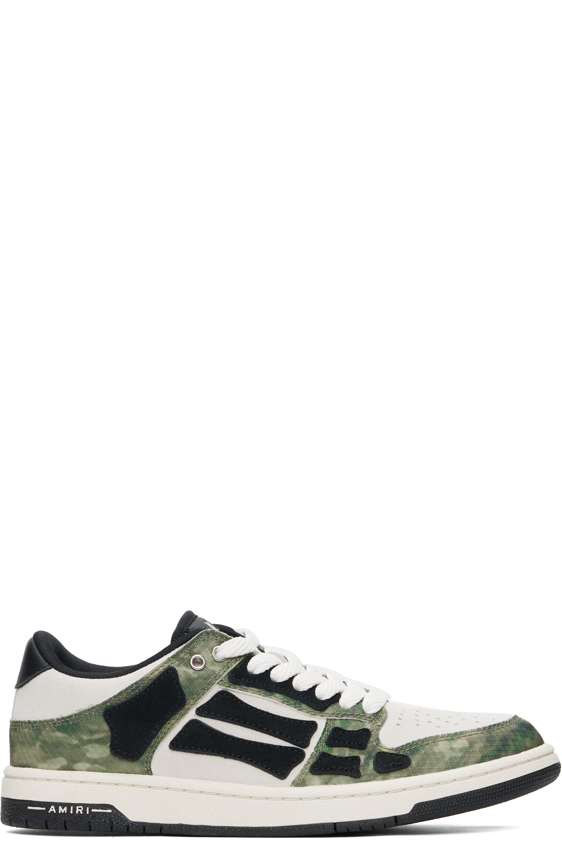 AMIRI - Baskets basses kaki et beige à motif camouflage et appliqués Skel Top
