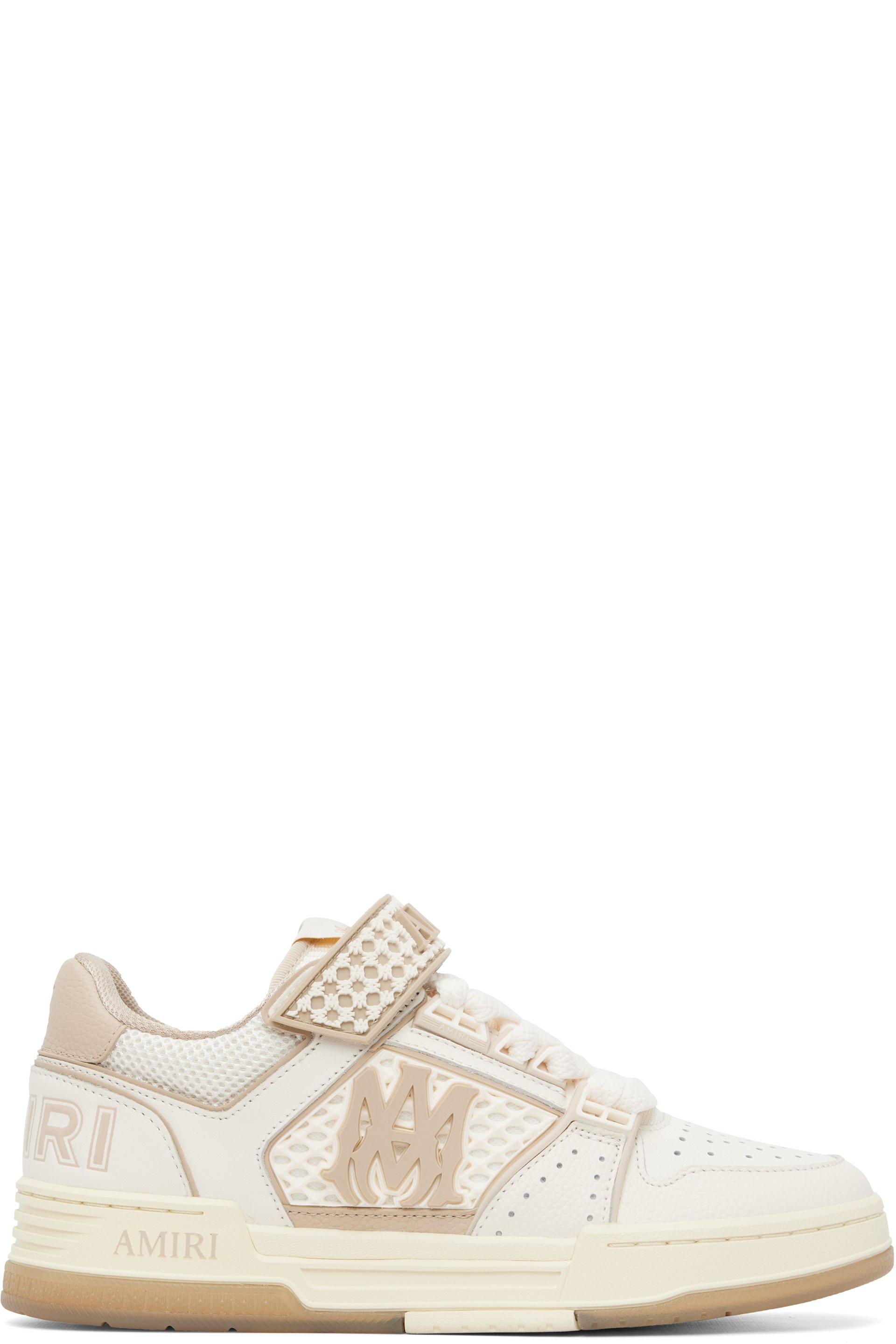 AMIRI - Baskets Skyline blanc et beige à monogrammes