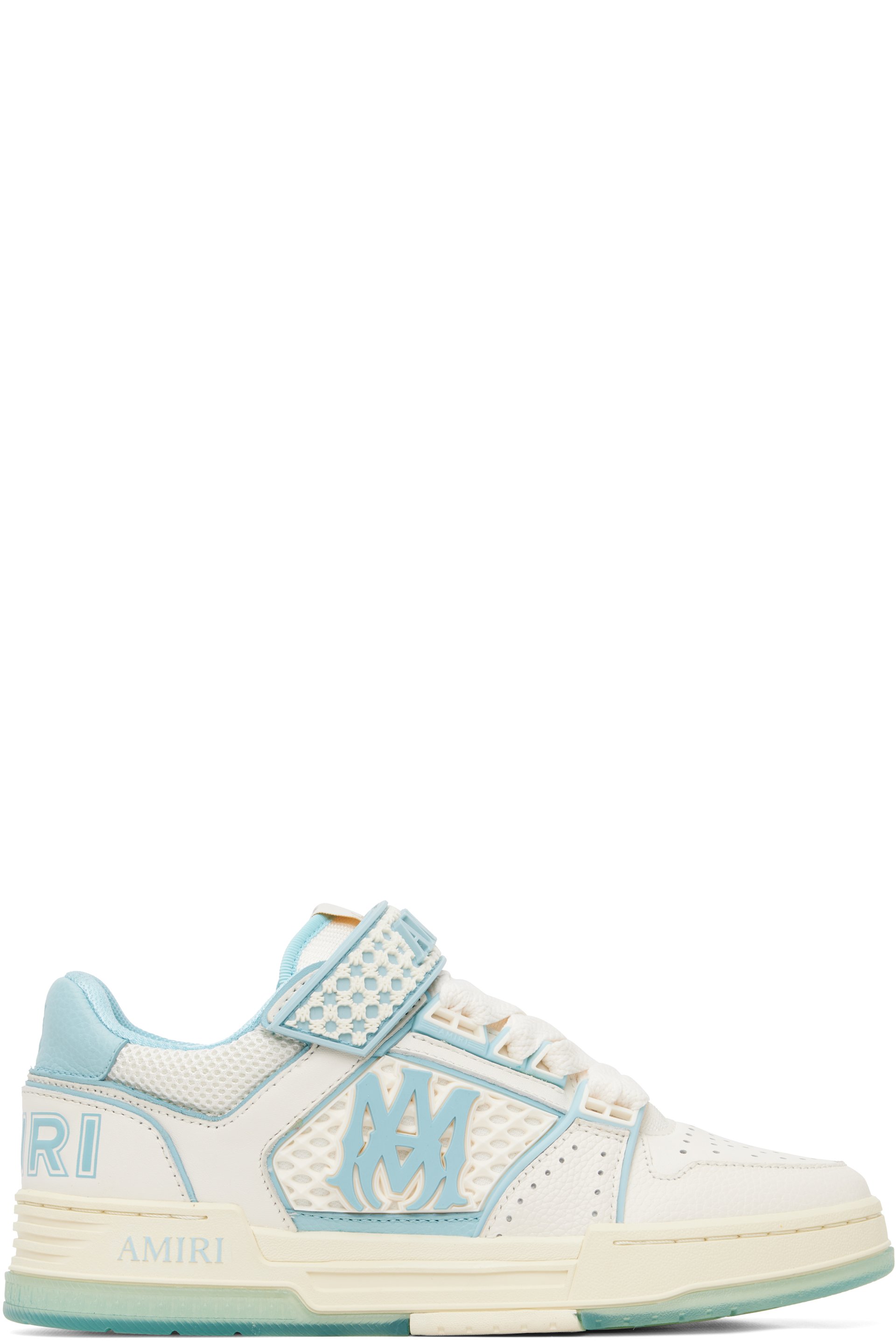 AMIRI - Baskets Skyline blanc et bleu à monogrammes