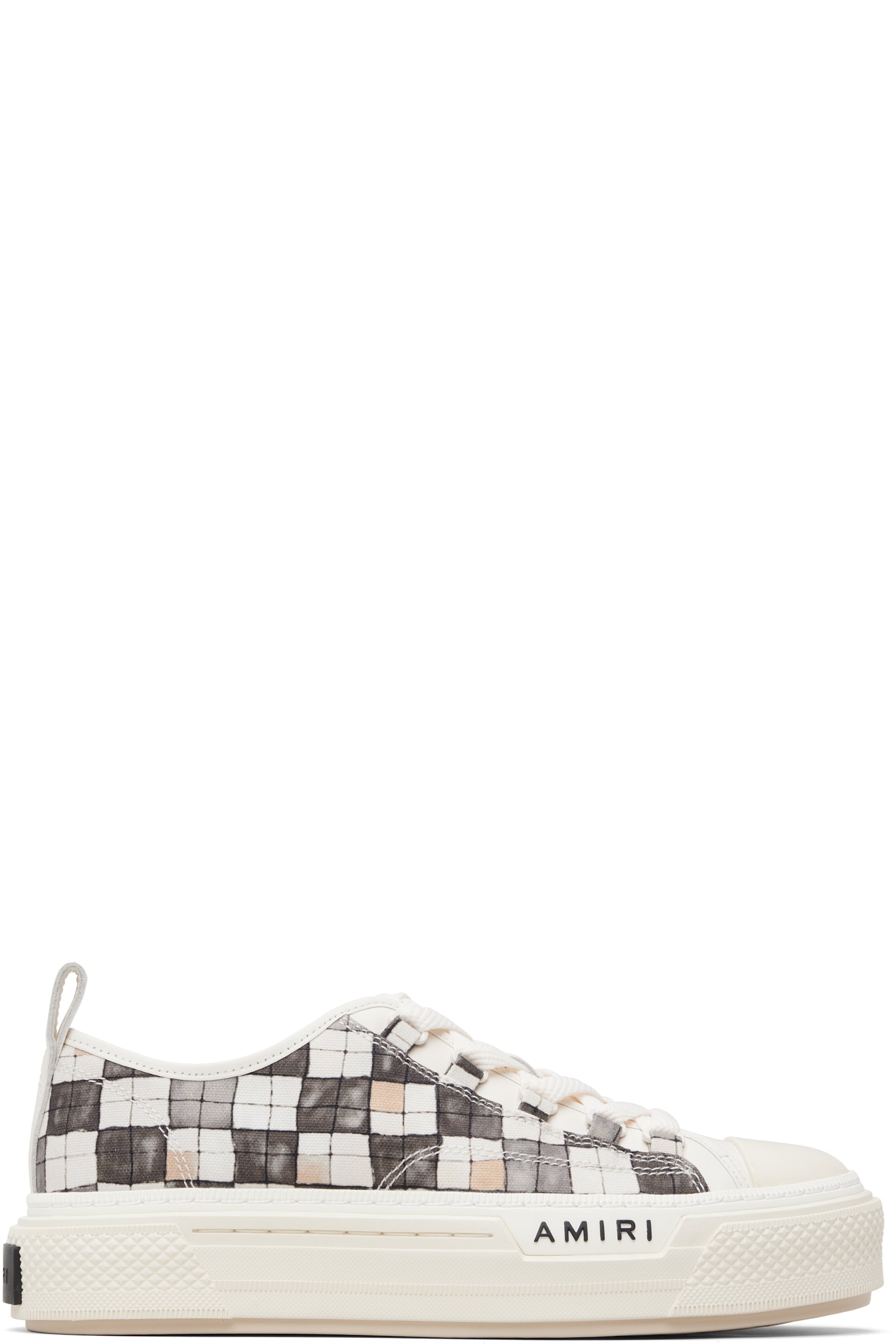 AMIRI - Baskets basses Court blanc et gris à carreaux