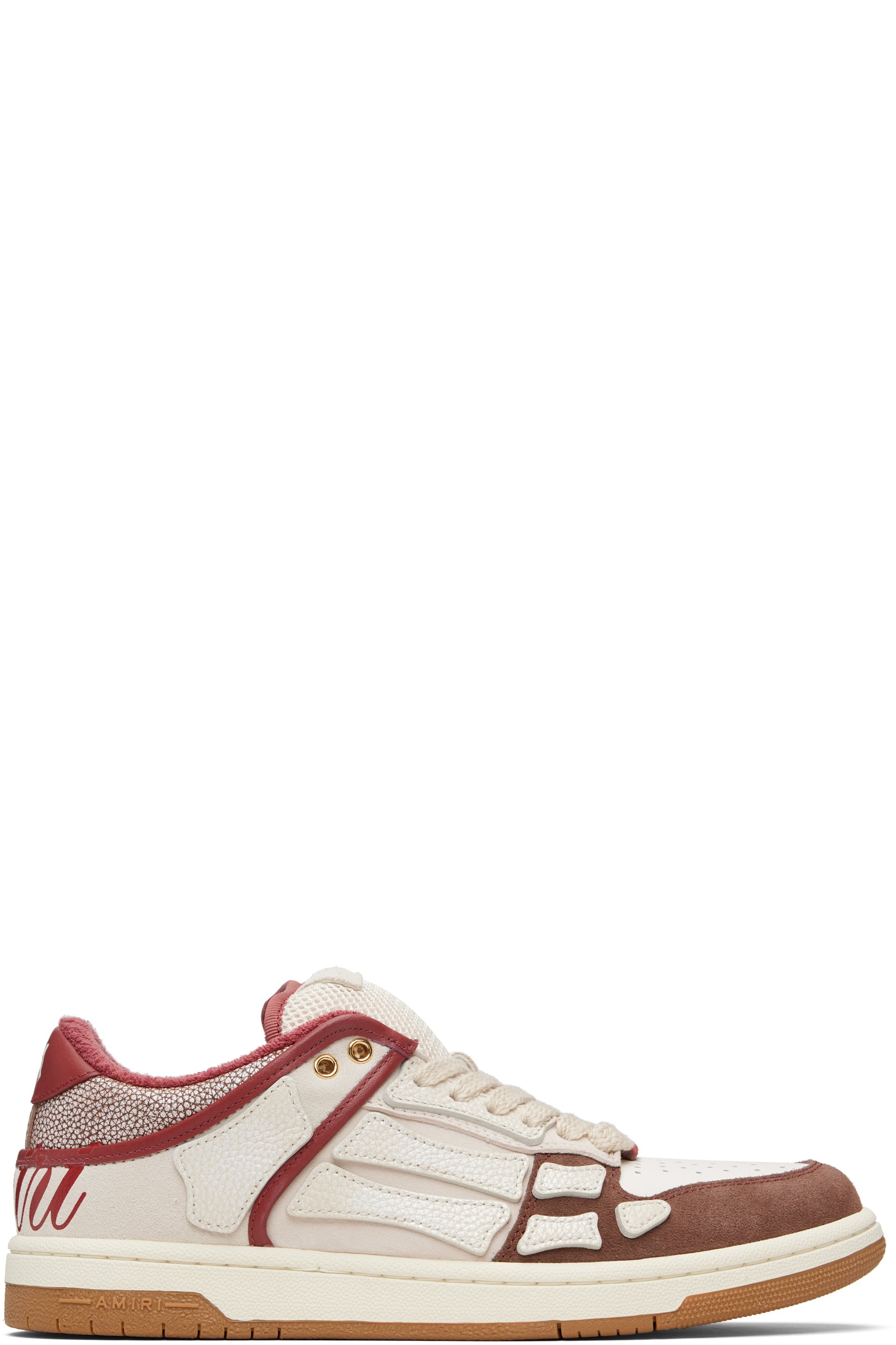 AMIRI - Baskets basses XL blanc et rouge à appliqués Skel Top