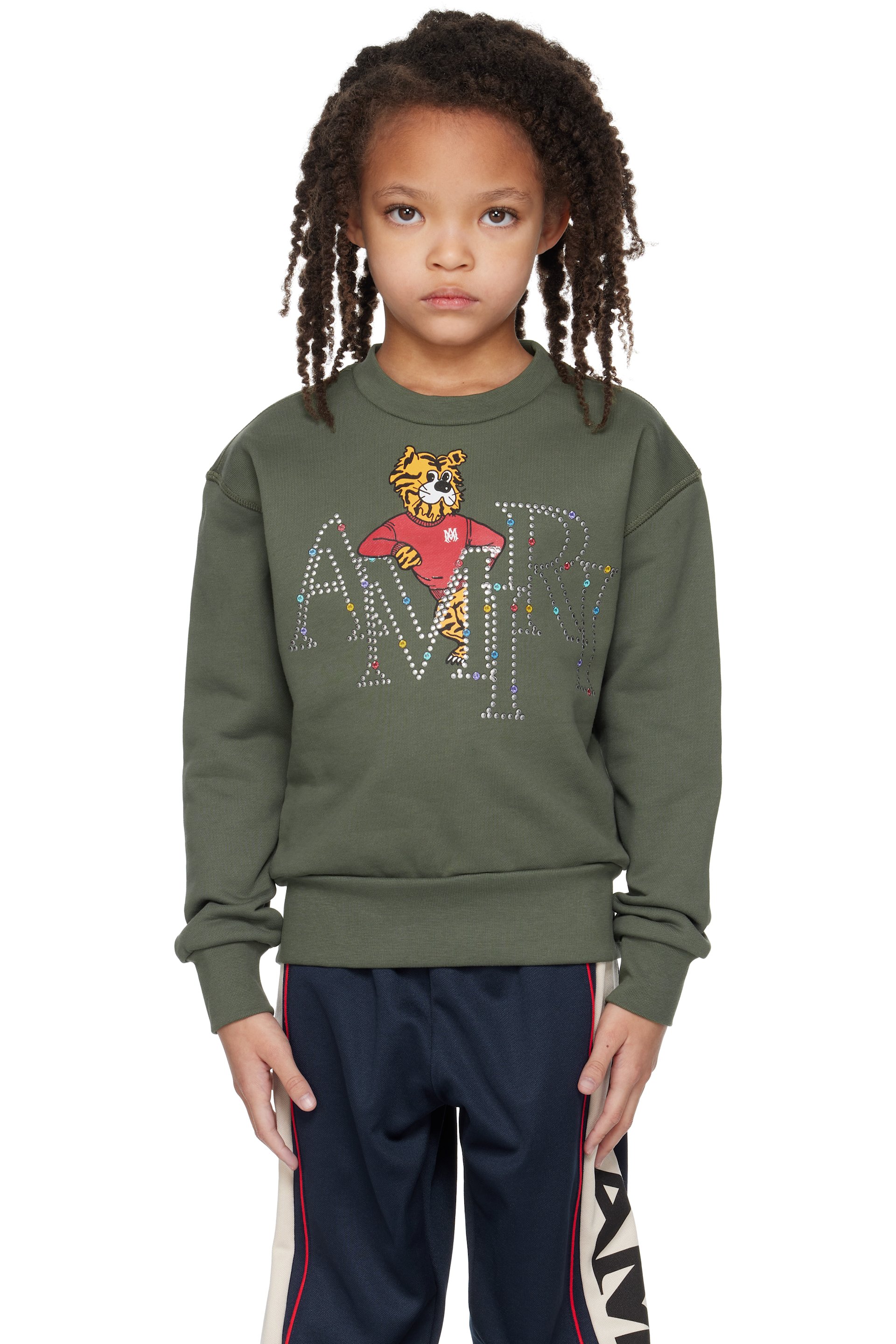 AMIRI - Kids Khaki 'AMIRI' Staggered Tiger Crew Sweatshirt