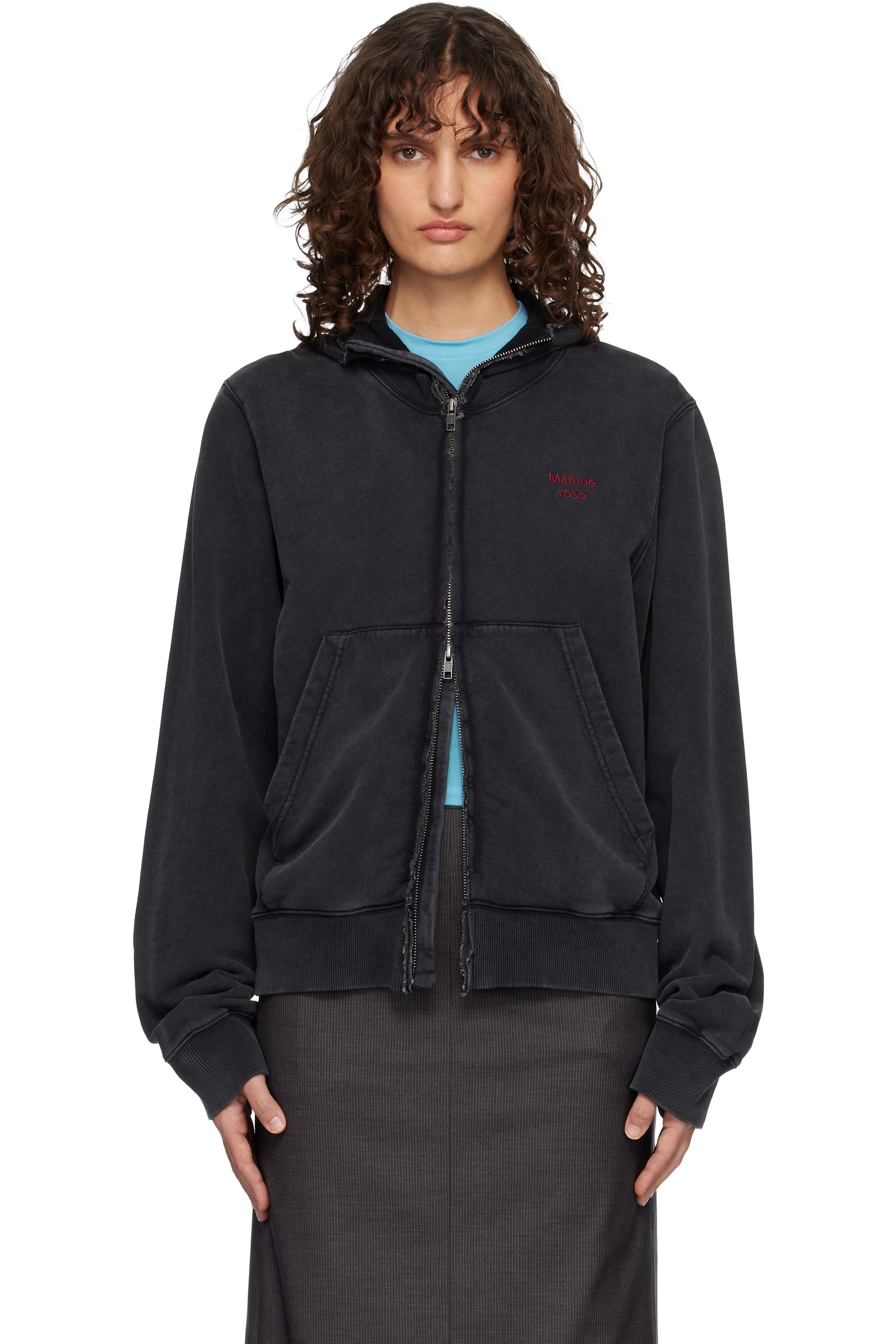 Martine Rose - Pull à capuche noir à glissière