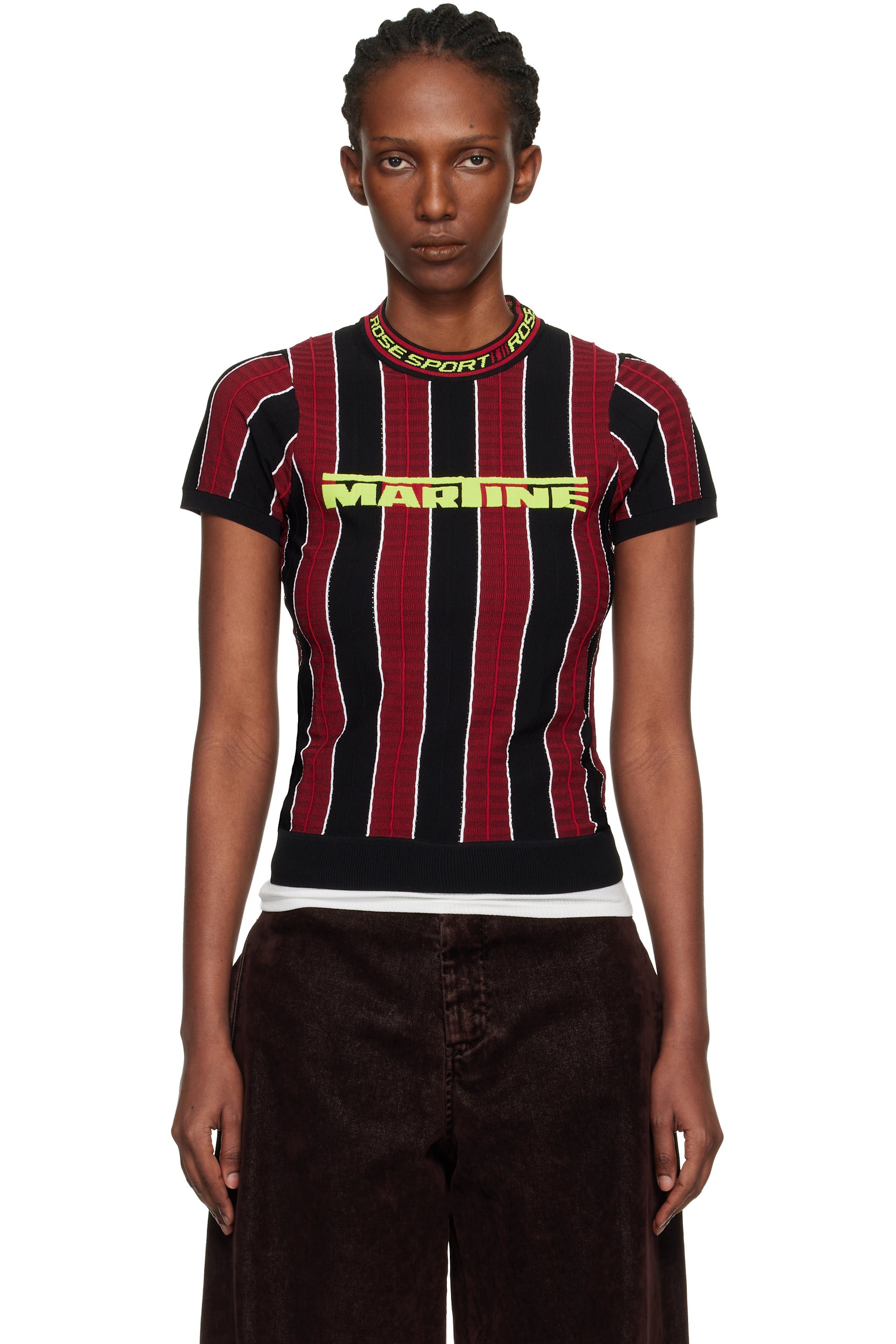 Martine Rose - T-shirt ajusté rouge et noir à logo