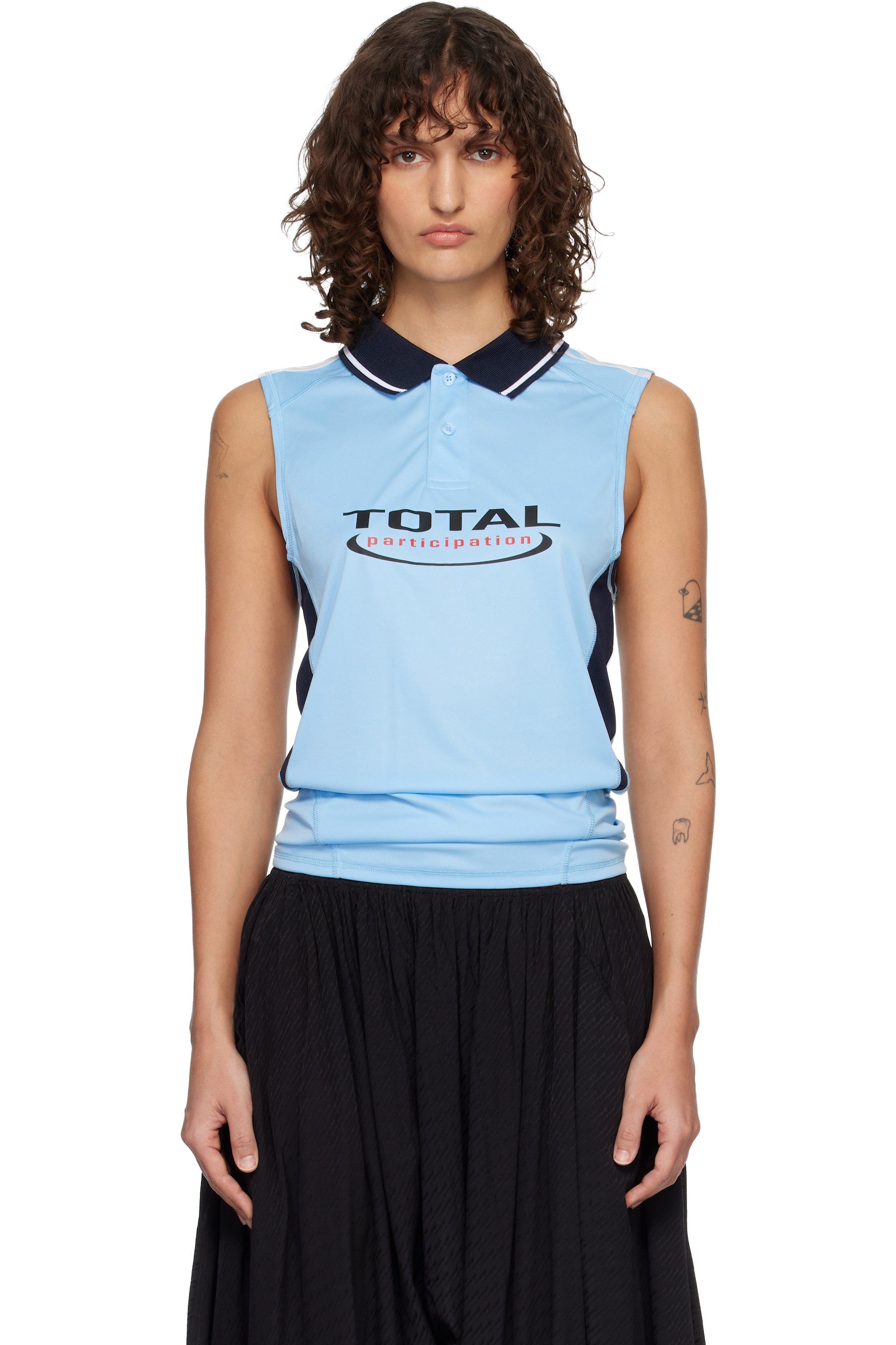 Martine Rose - Débardeur extensible de style maillot de sport bleu