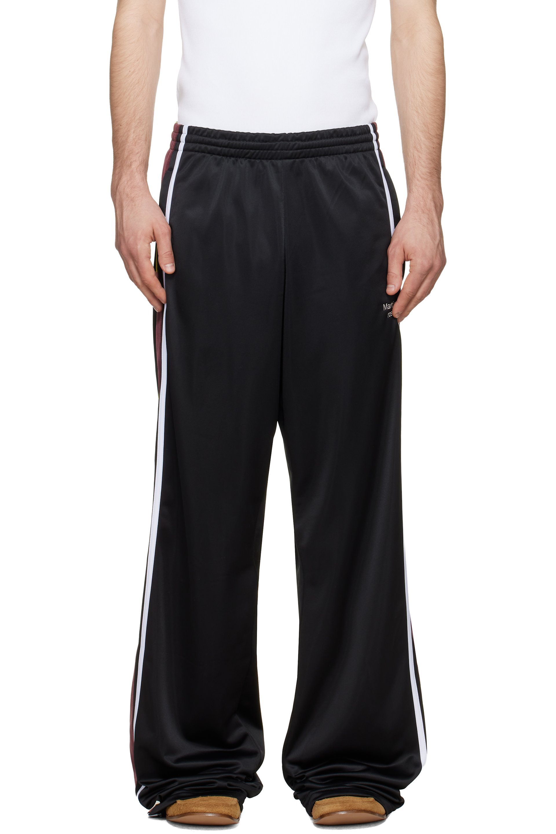 Martine Rose - Black & Burgundy Wide Leg Track Pants
