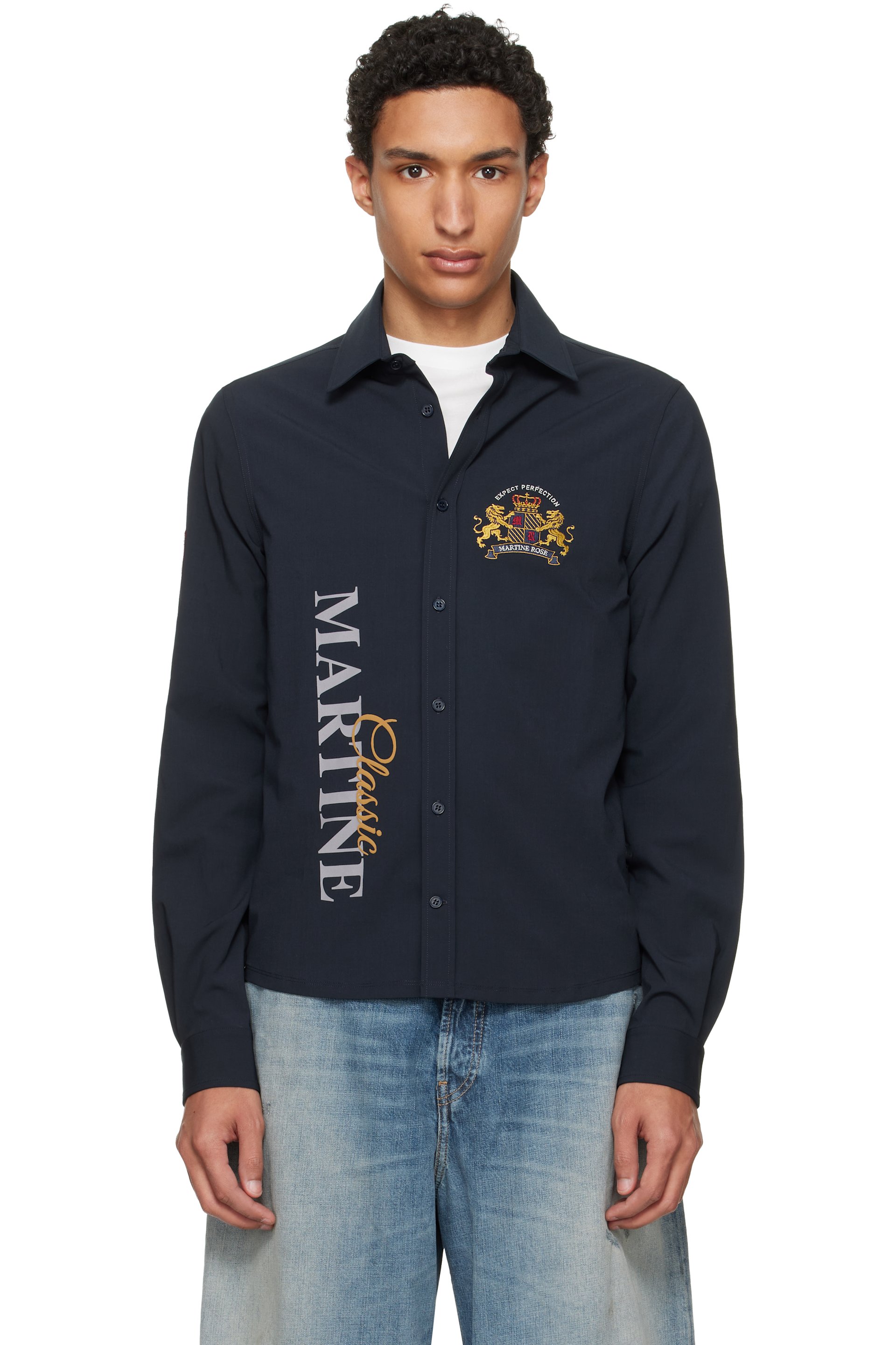 Martine Rose - Chemise Sleazy Sports bleu marine