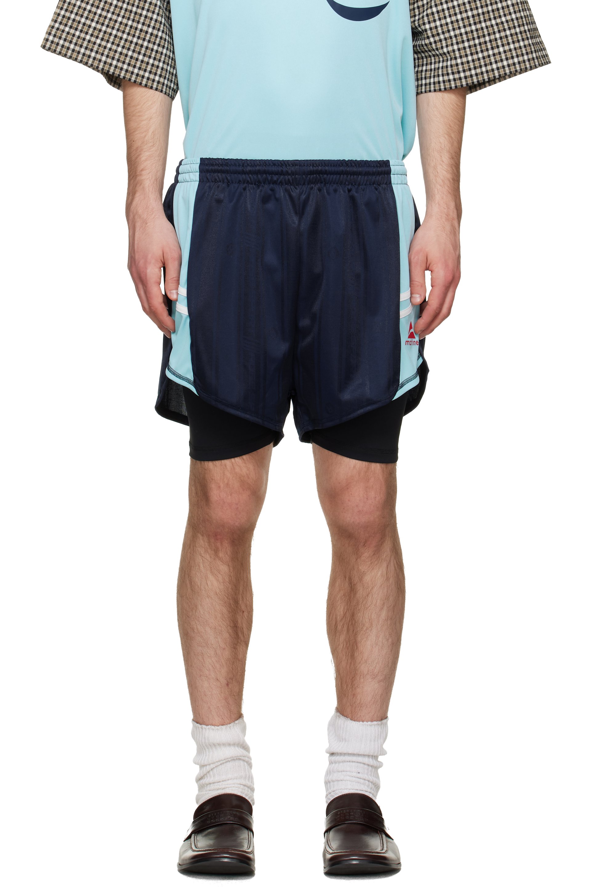 Martine Rose - Short de soccer étagé bleu marine