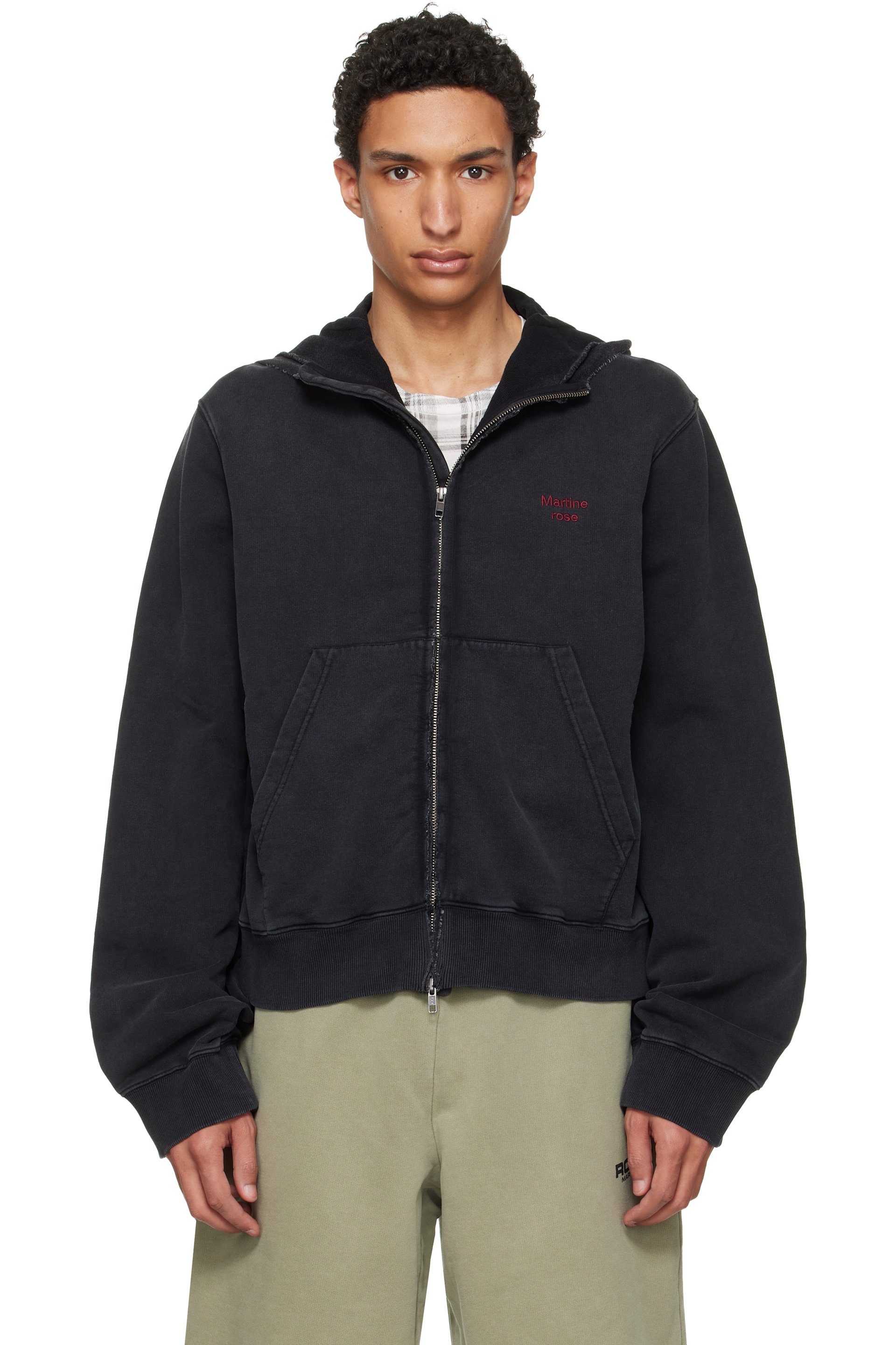 Martine Rose - Black Hooded Zip Crew Jacket