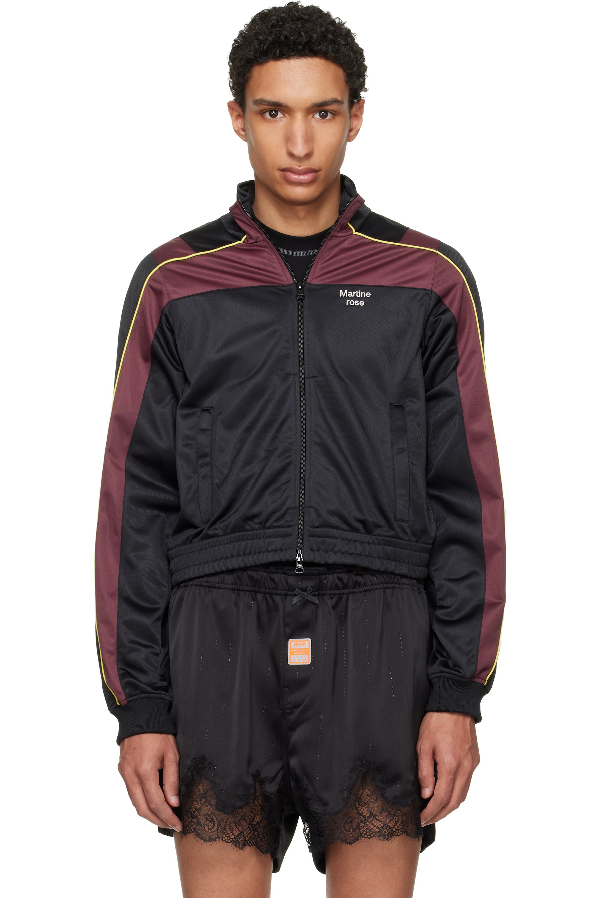 Martine Rose - Black & Burgundy Shrunken Track Jacket