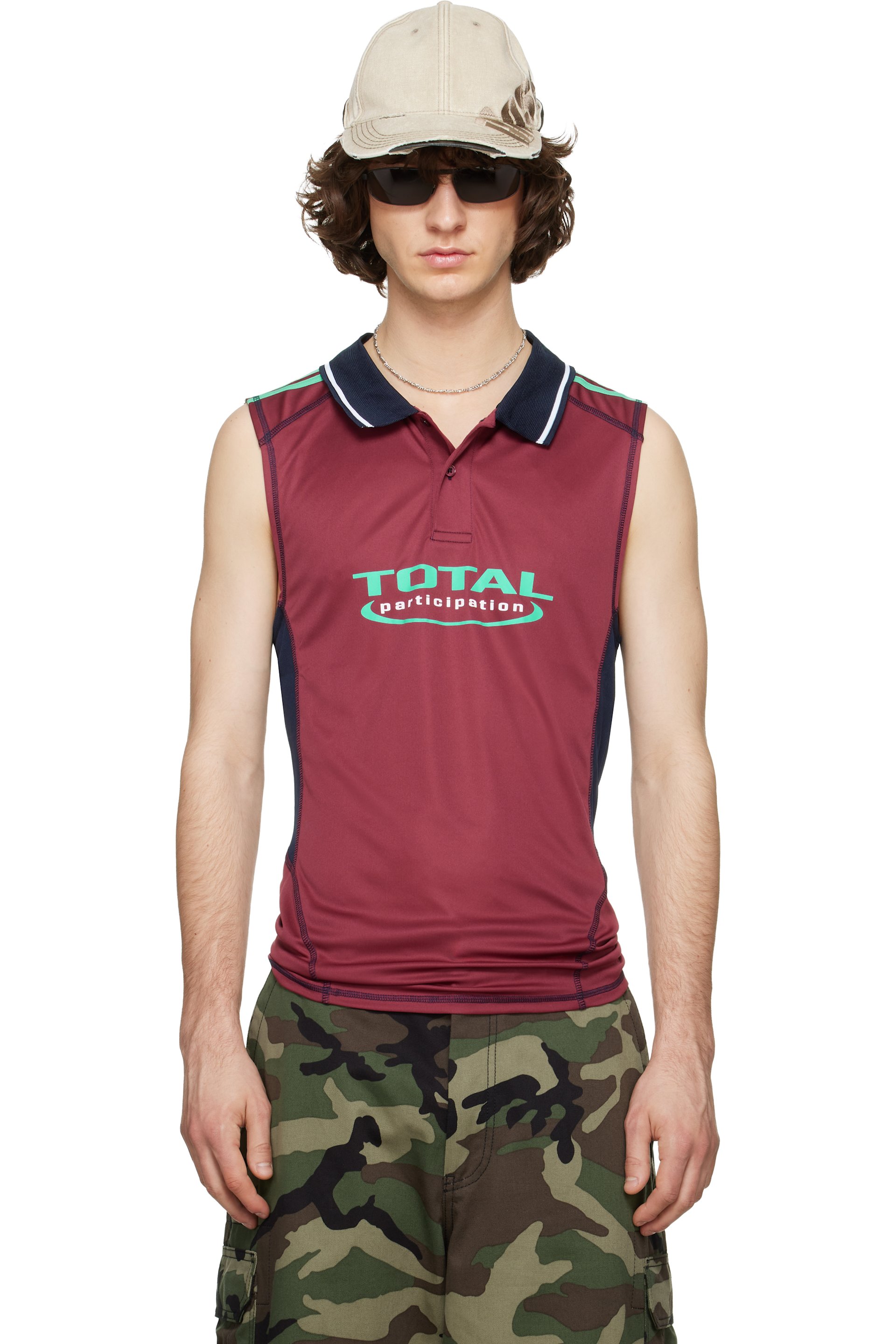 Martine Rose - Burgundy Shrunken Stretch Football Polo