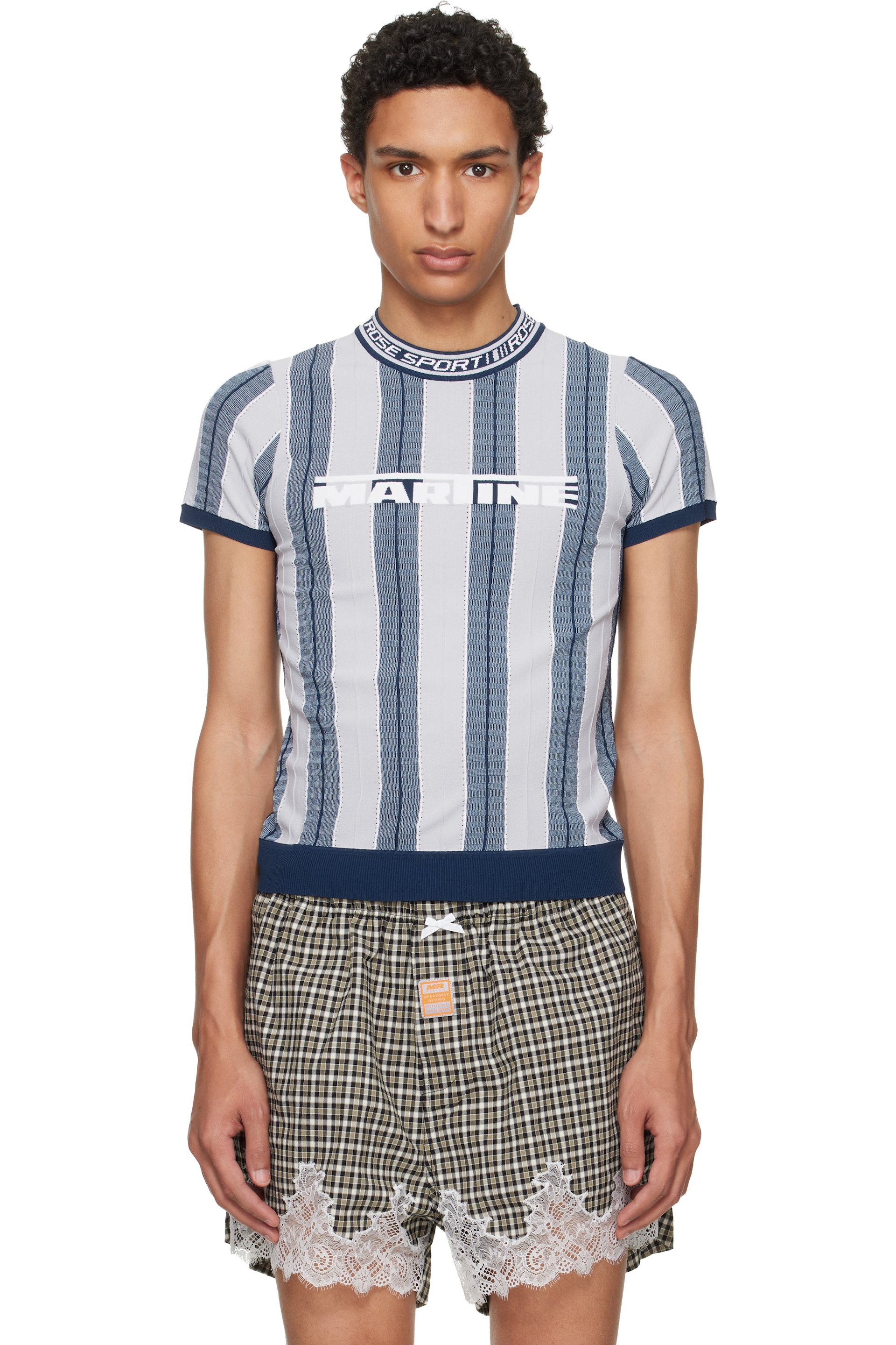 Martine Rose - Blue Logo Tight T-shirt