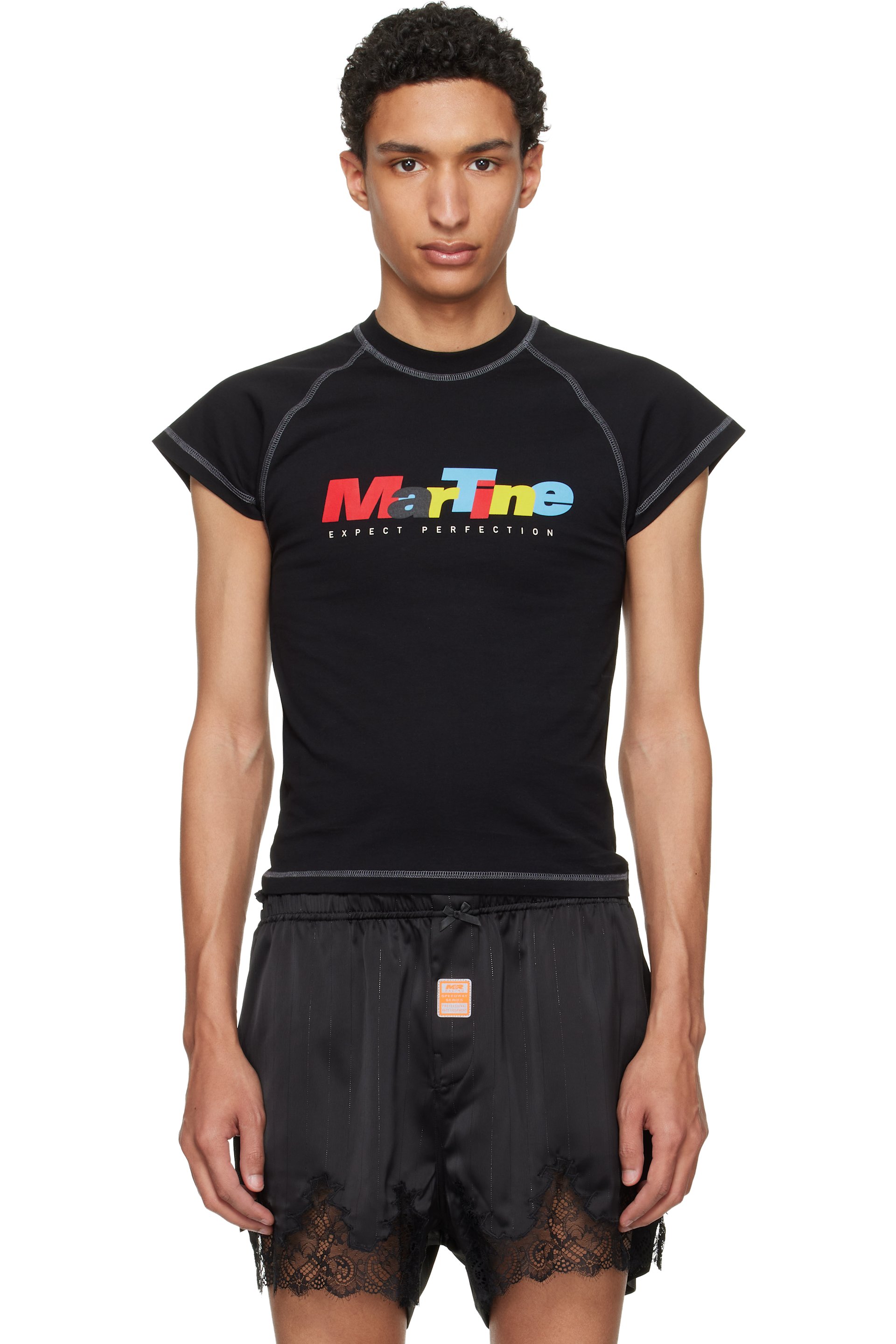 Martine Rose - Black Raglan Shrunken T-shirt